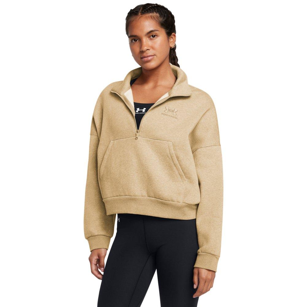 Under Armour Women's Icon Fleece Oversized 1/2-Zip Jacket - TAN Thumbnail View 1