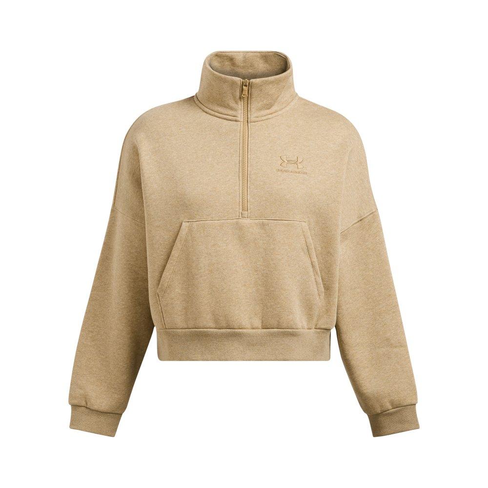 Under Armour Women's Icon Fleece Oversized 1/2-Zip Jacket - TAN Thumbnail View 4