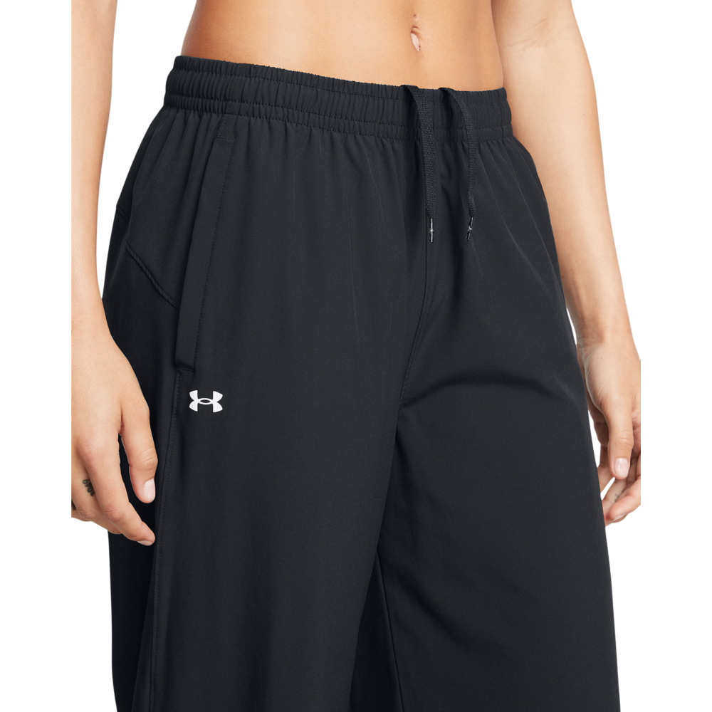 Under Armour Women's Armour Woven Wide Leg Pants - BLACK Thumbnail View 3