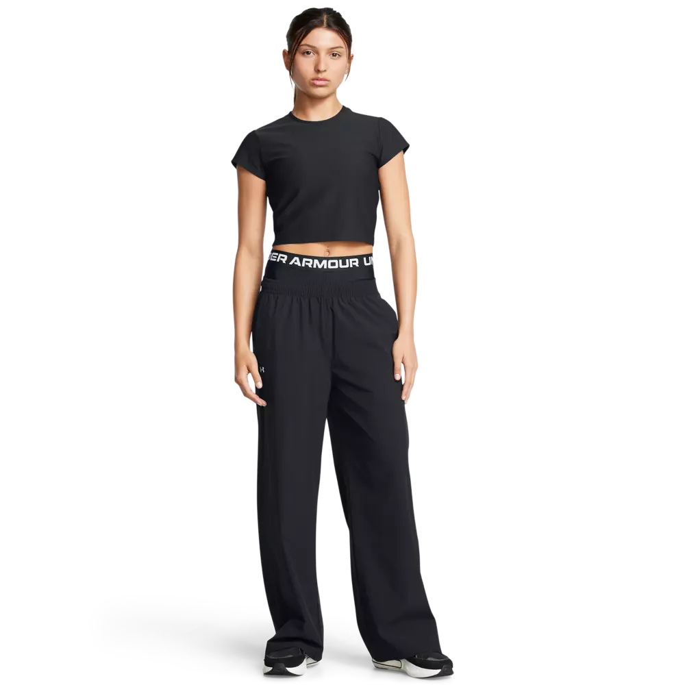 Under Armour Women's Armour Woven Wide Leg Pants - BLACK