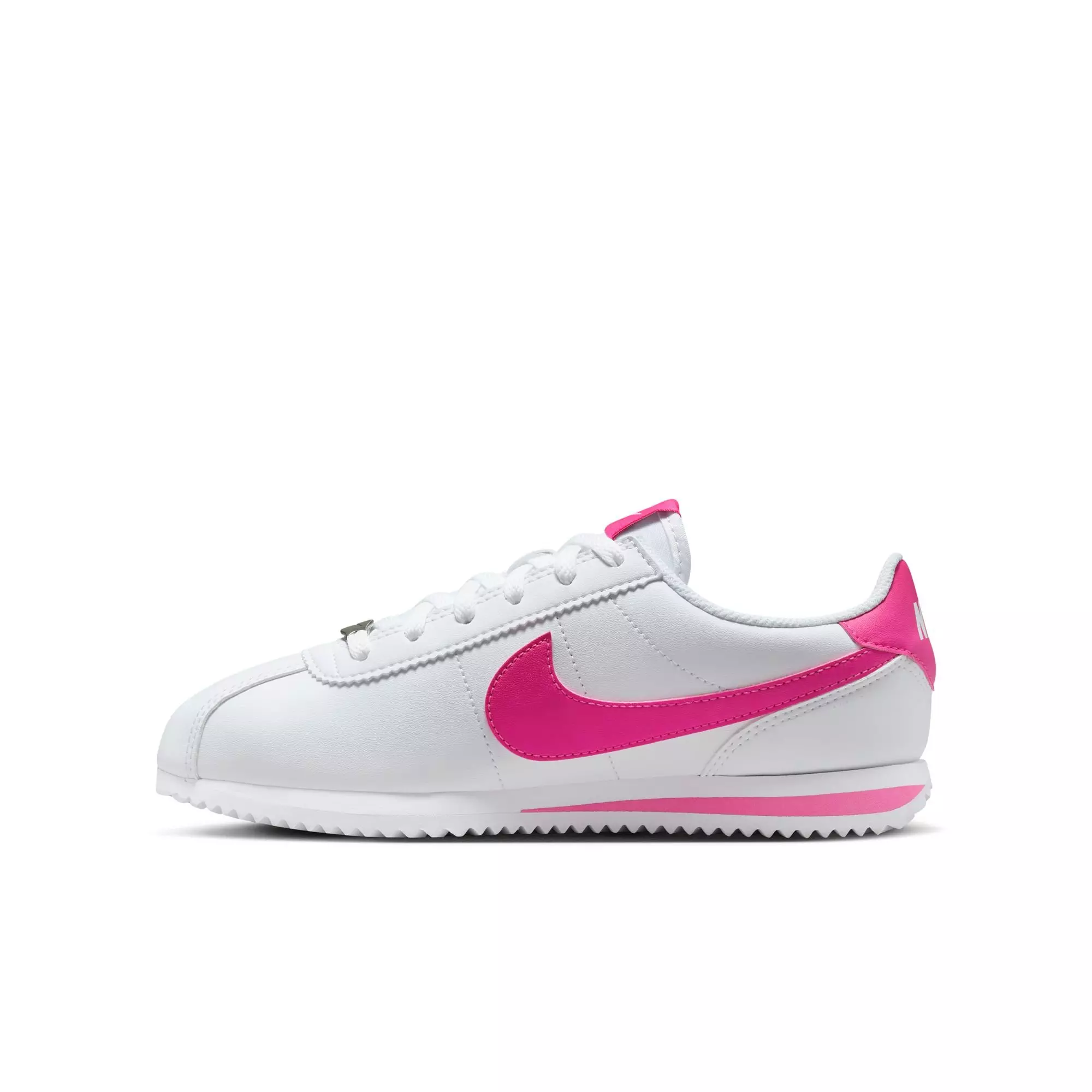 Nike Cortez "White/Laser Fuchsia" Grade School Girls' Shoe - WHITE/PINK