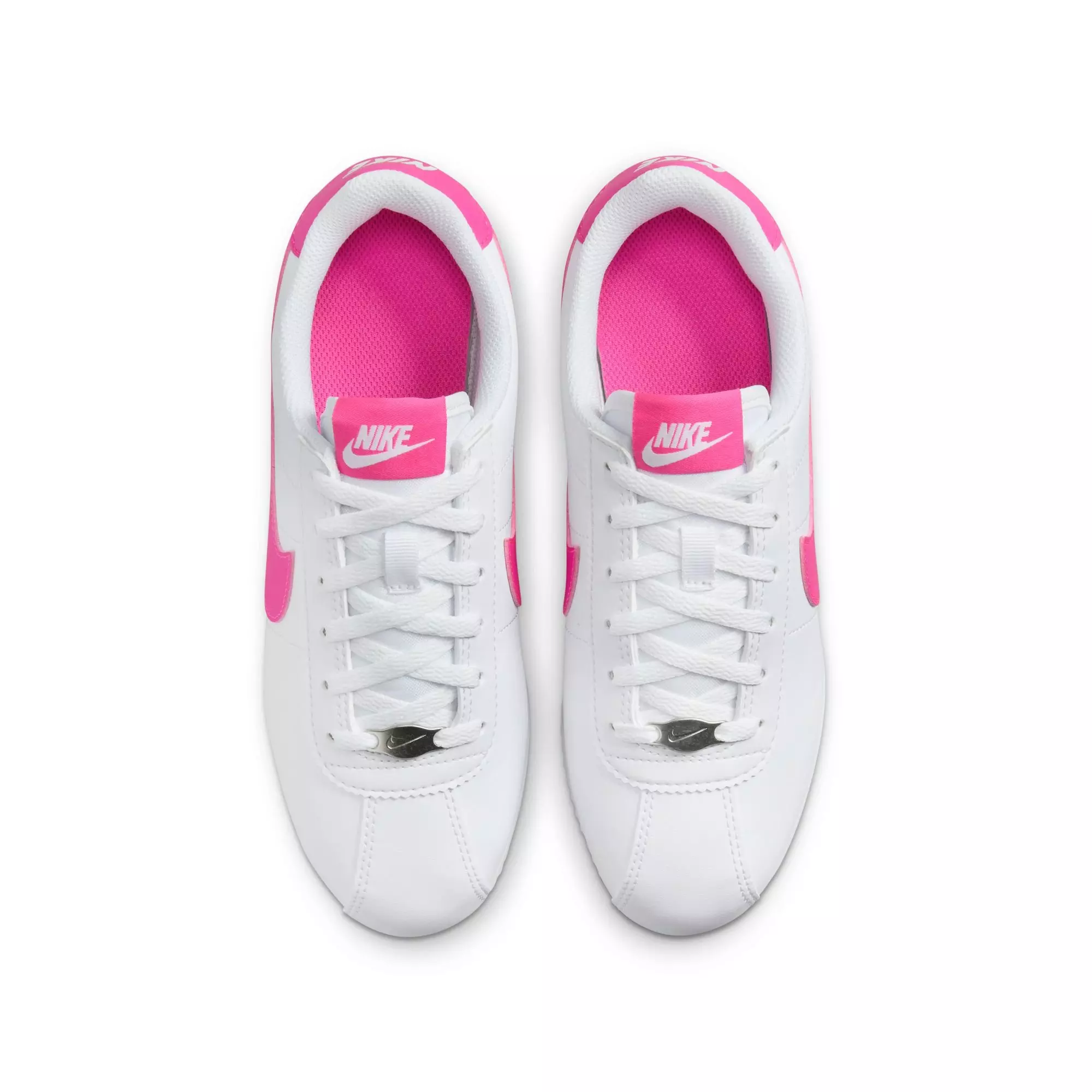 Nike Cortez "White/Laser Fuchsia" Grade School Girls' Shoe - WHITE/PINK
