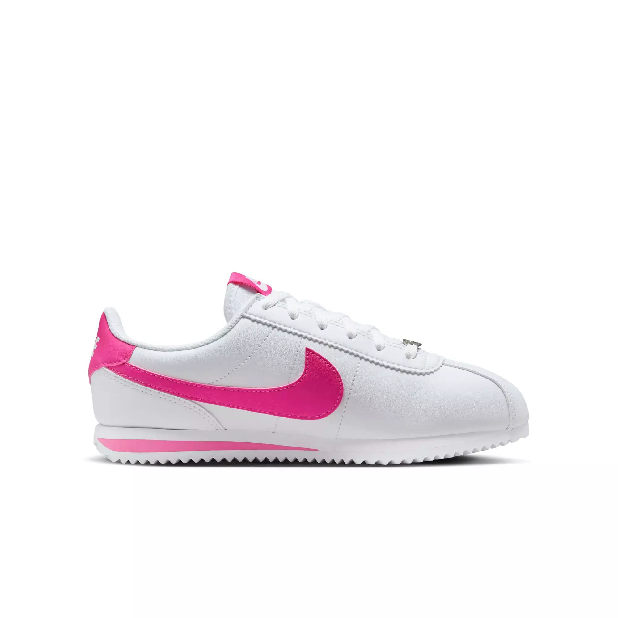 Nike Cortez "White/Laser Fuchsia" Grade School Girls' Shoe - WHITE/PINK