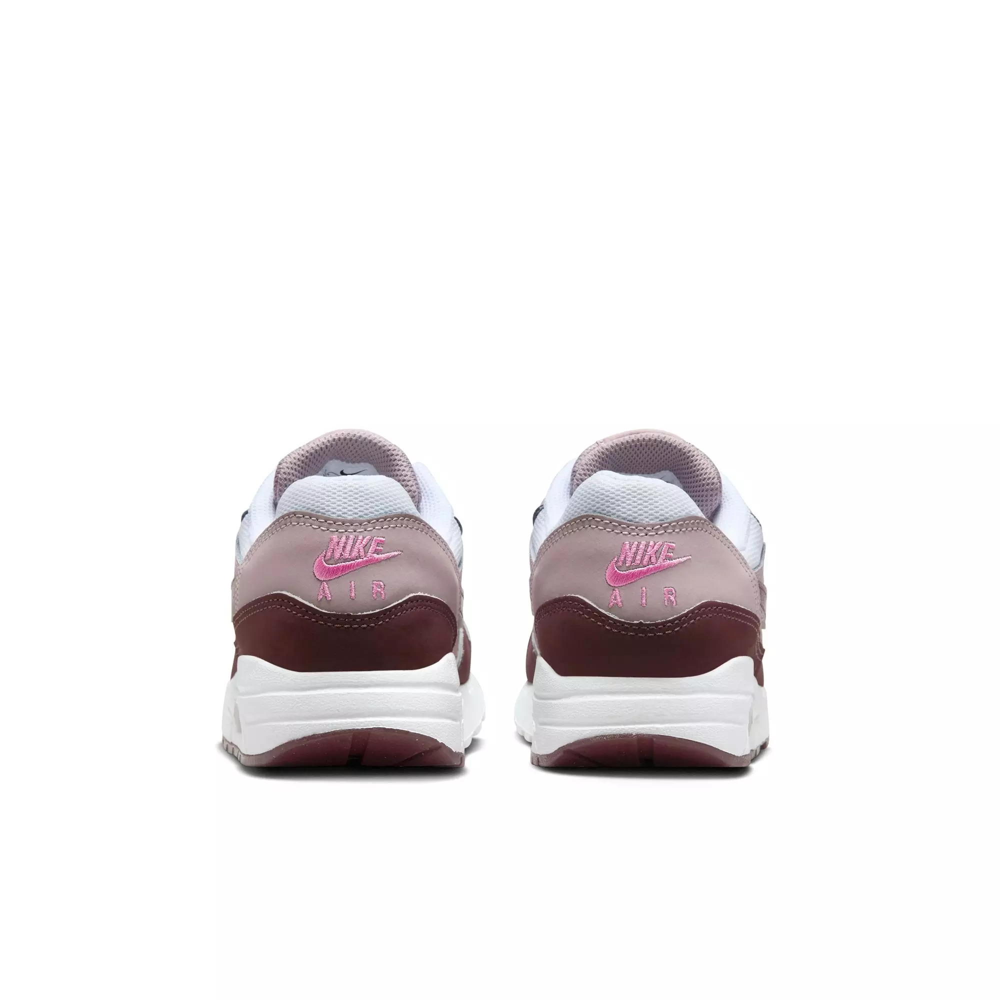 Nike Air Max 1 "White/Burgundy Crush/Lt Violet Ore" Grade School Girls' Shoe - WHITE/RED