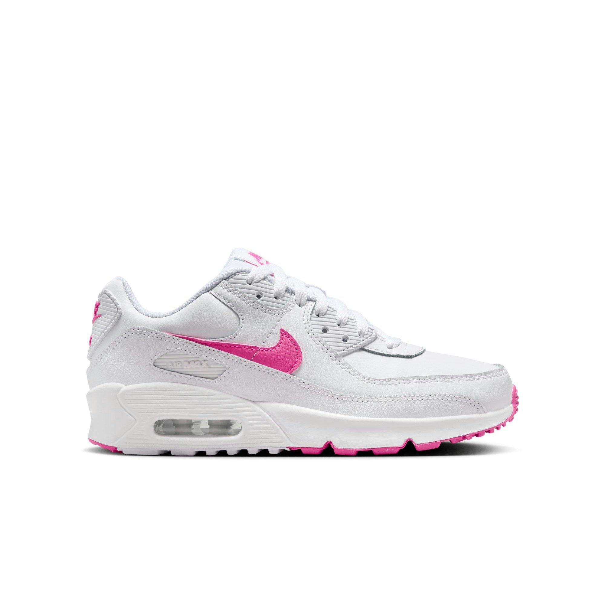 Nike Air Max 90 "White/Laser Fuchsia" Grade School Girls' Shoe