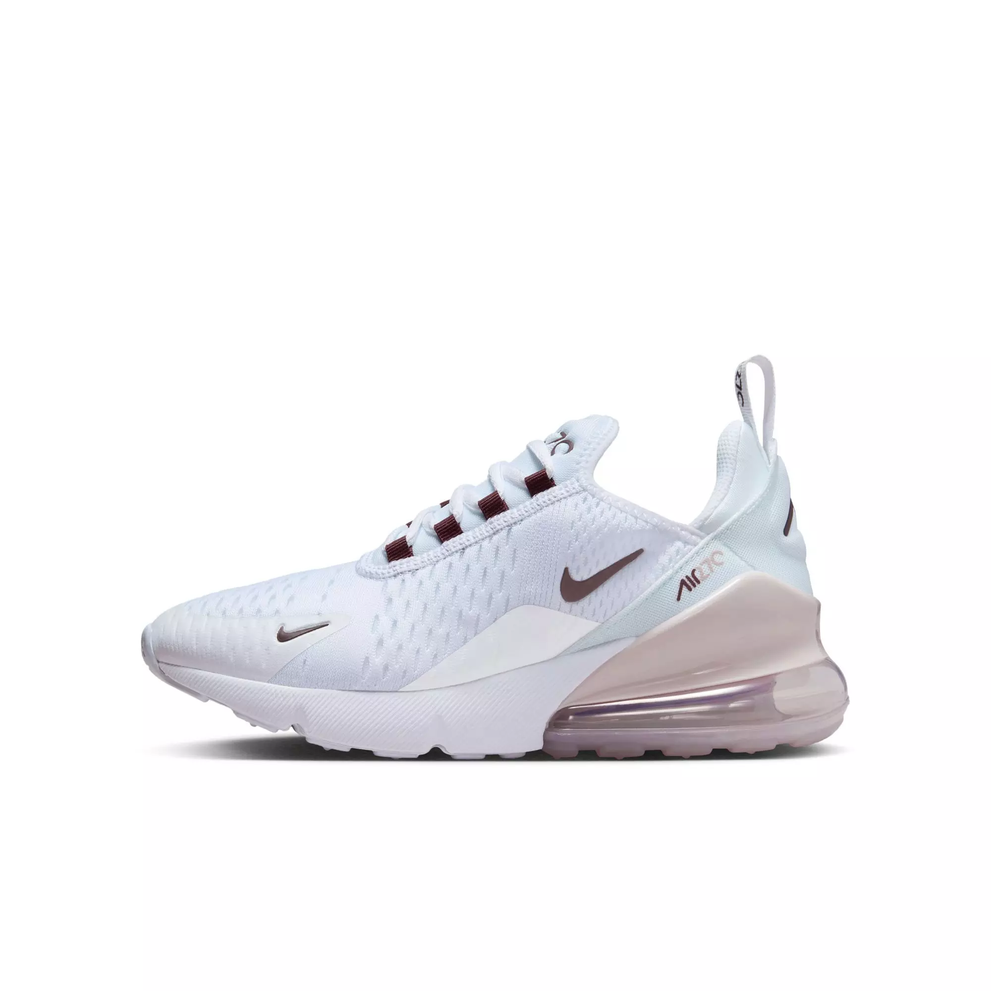 Nike Air Max 270 "White/Burgundy Crush/Platinum Violet" Grade School Girls' Shoe - WHITE/RED