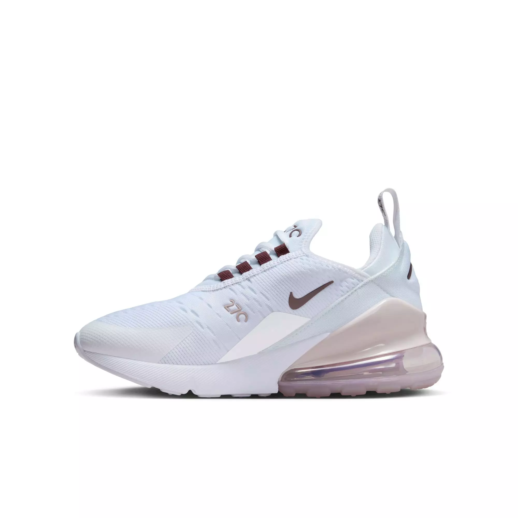 Nike Air Max 270 "White/Burgundy Crush/Platinum Violet" Grade School Girls' Shoe - WHITE/RED