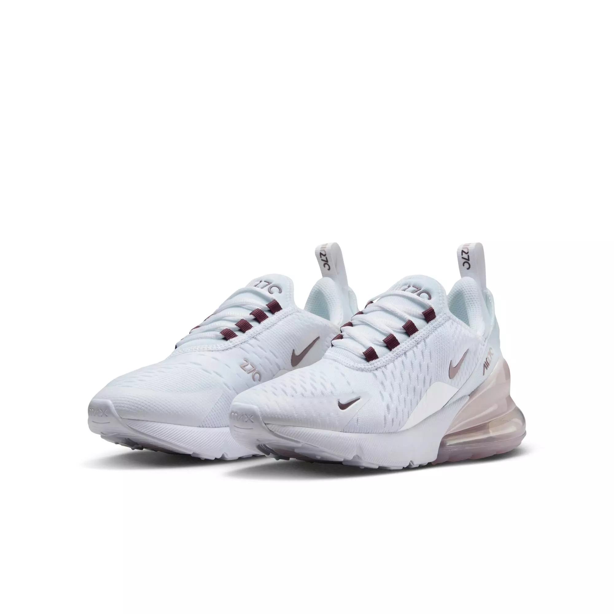 Nike Air Max 270 "White/Burgundy Crush/Platinum Violet" Grade School Girls' Shoe - WHITE/RED
