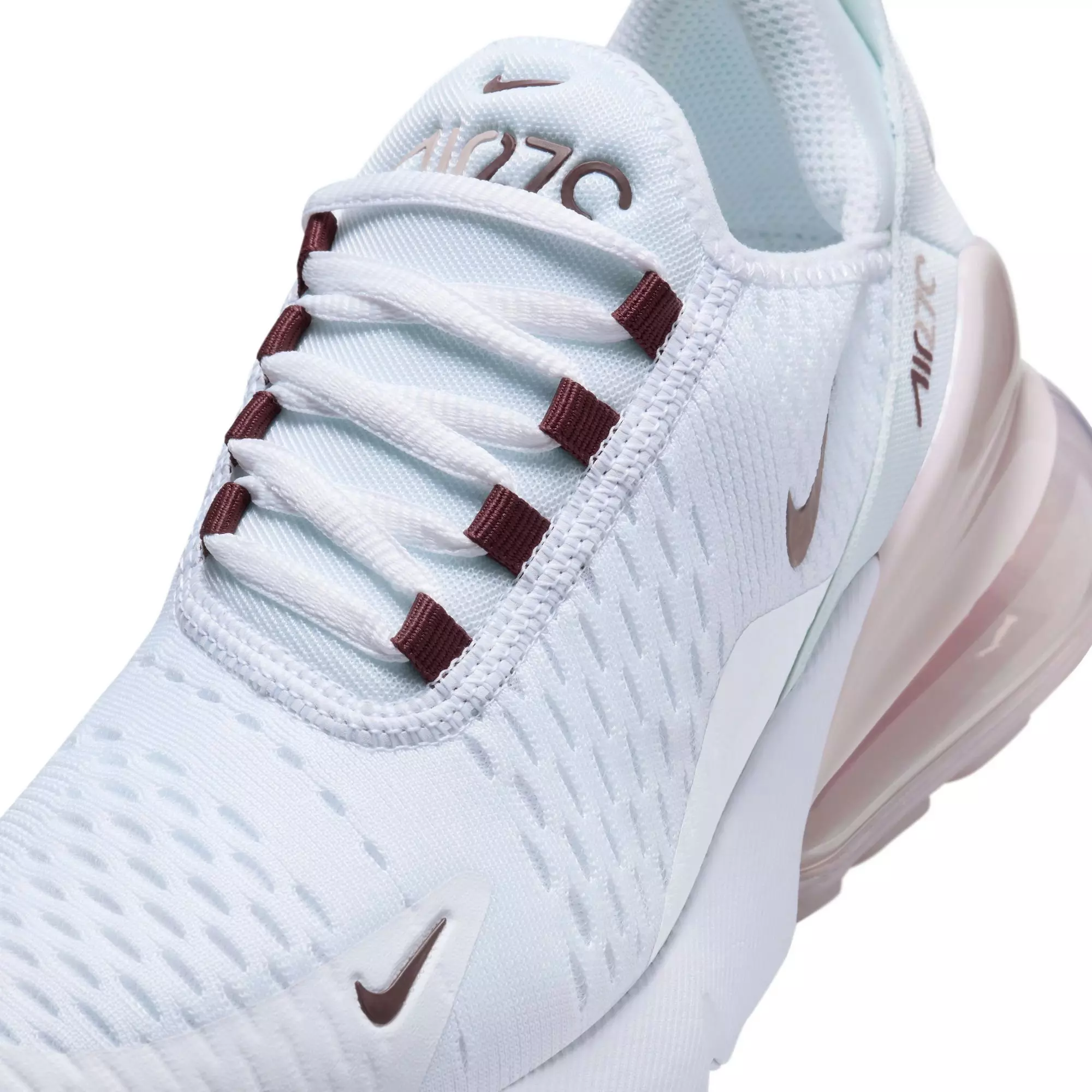 Nike Air Max 270 "White/Burgundy Crush/Platinum Violet" Grade School Girls' Shoe - WHITE/RED
