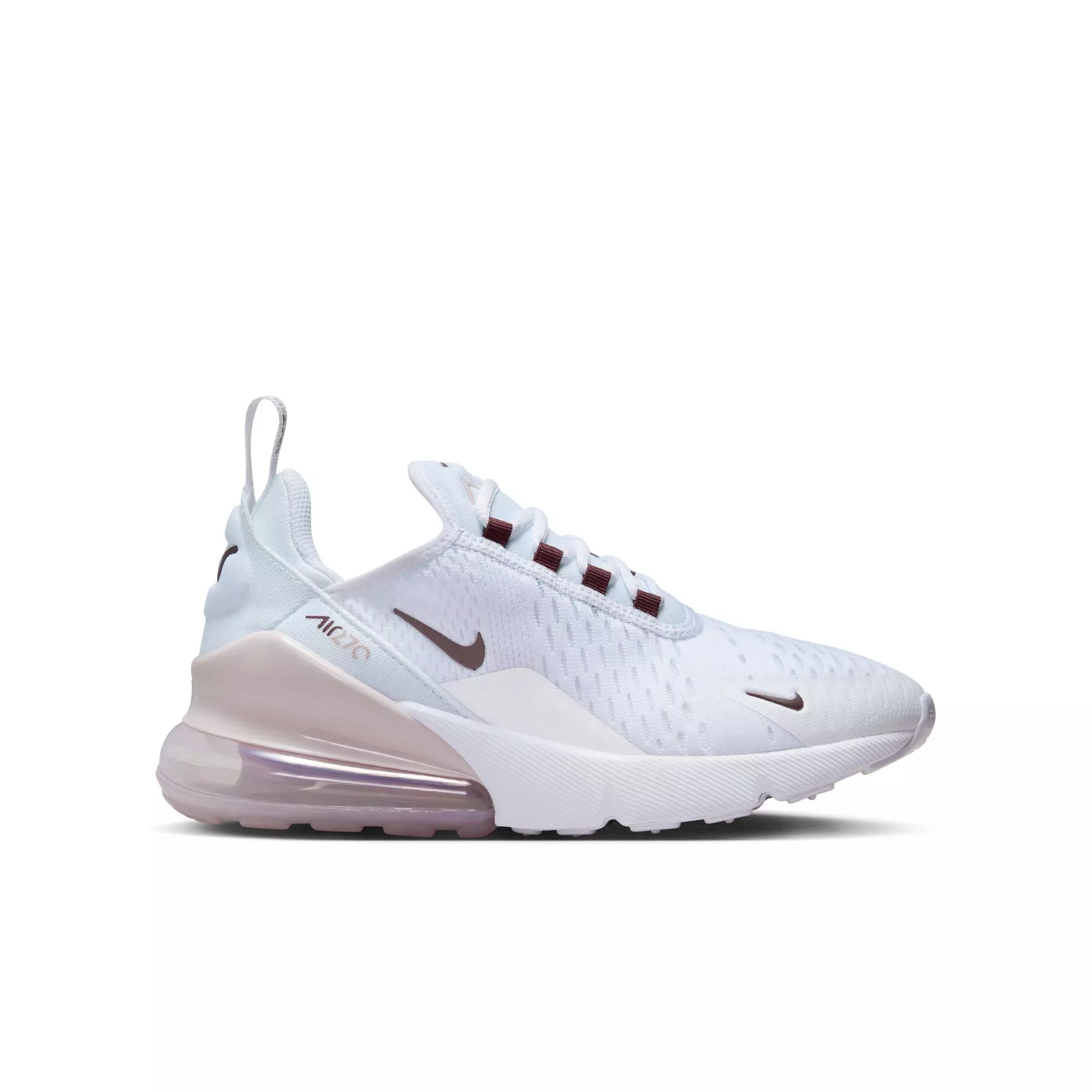 Nike Air Max 270 "White/Burgundy Crush/Platinum Violet" Grade School Girls' Shoe - WHITE/RED