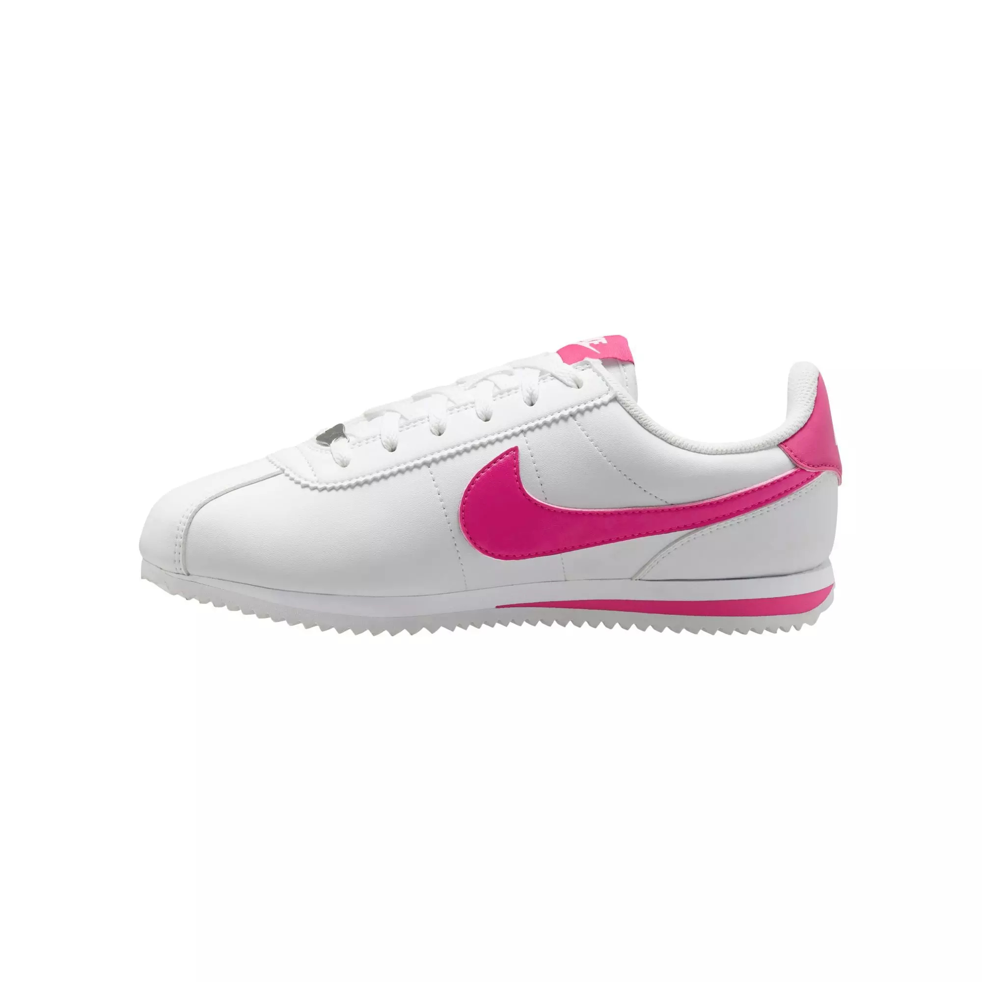 Nike Cortez "White/Laser Fuchsia" Preschool Girls' Shoe - WHITE/PINK