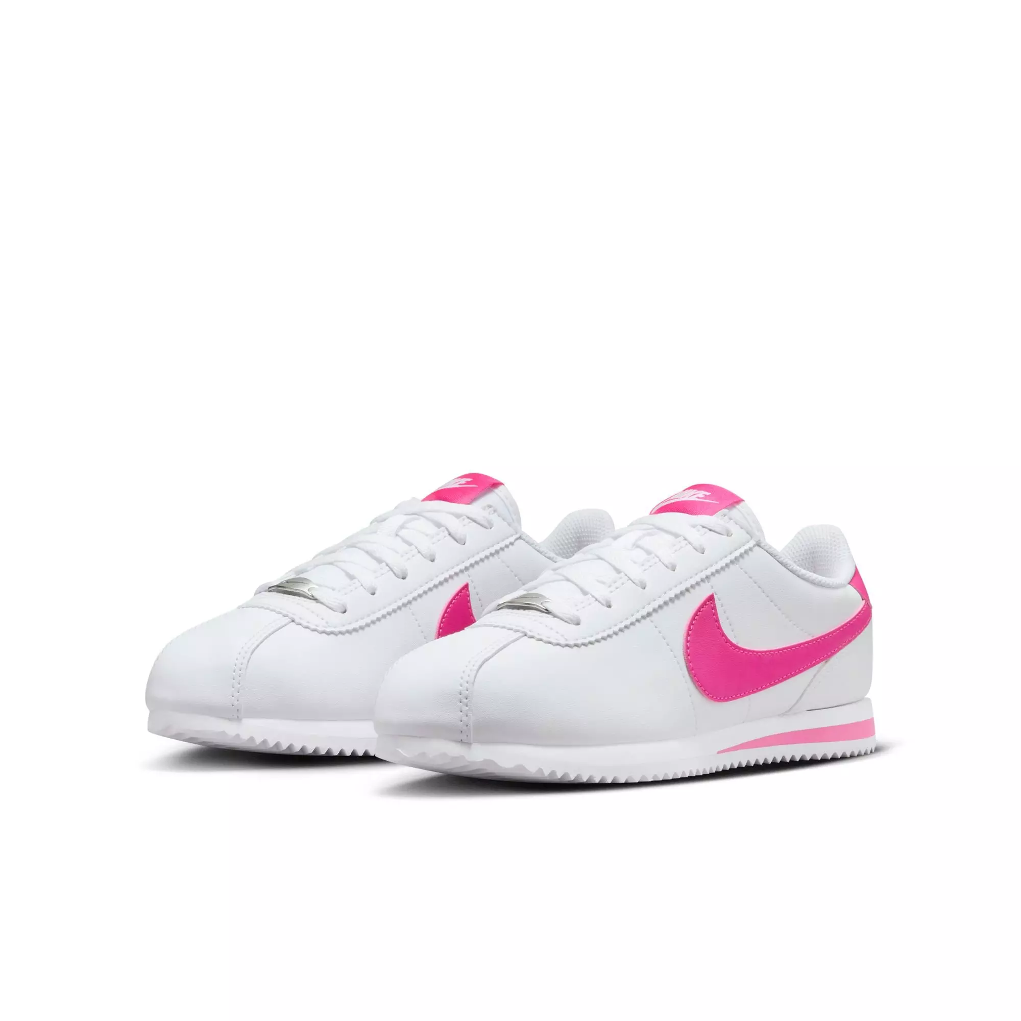 Nike Cortez "White/Laser Fuchsia" Preschool Girls' Shoe - WHITE/PINK