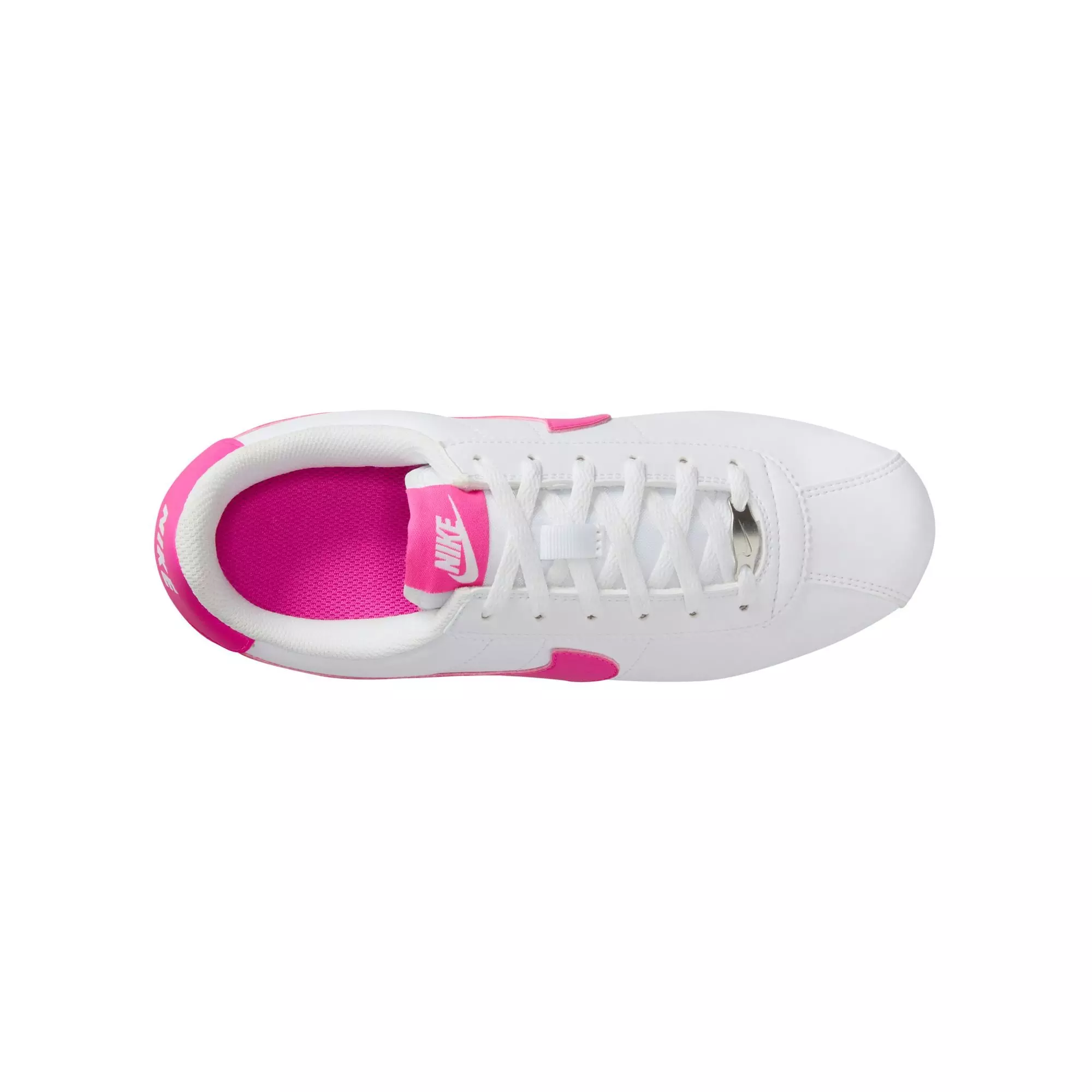 Nike Cortez "White/Laser Fuchsia" Preschool Girls' Shoe - WHITE/PINK