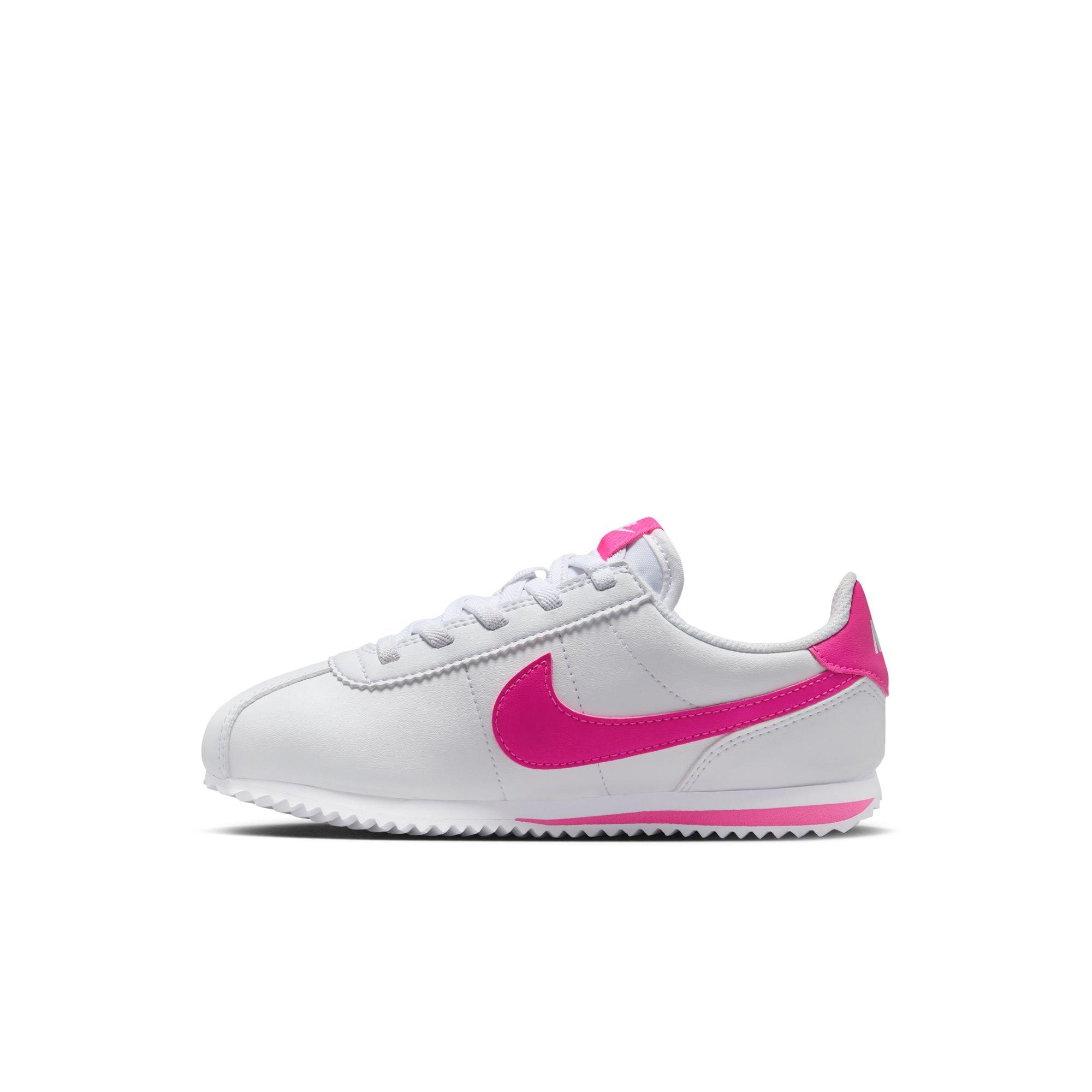 Nike Cortez EasyOn Preschool Girls' "White/Laser Fuchsia" Shoe