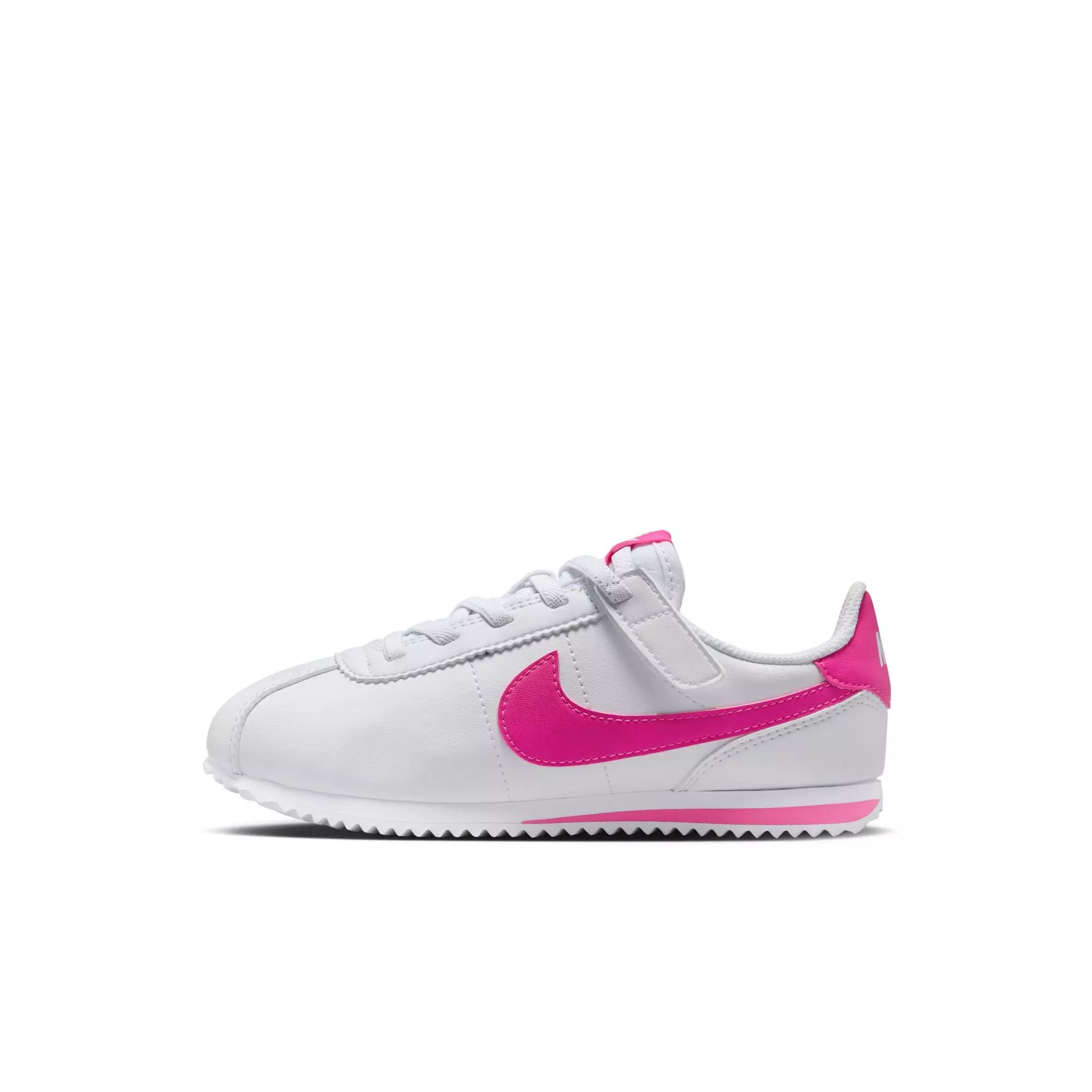 Nike Cortez EasyOn "White/Laser Fuchsia" Preschool Girls' Shoe - WHITE/PINK