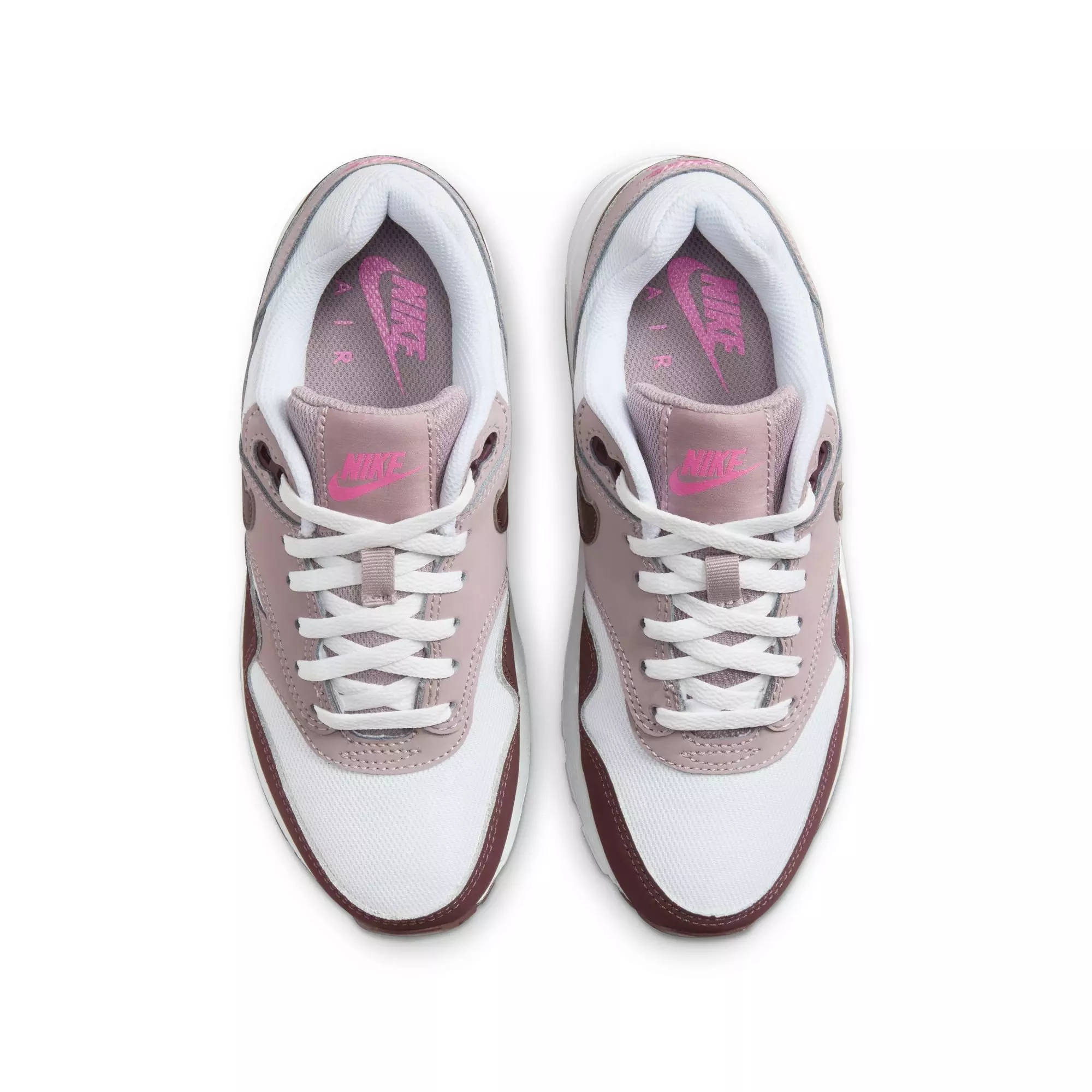 Nike Air Max 1 "White/Burgundy Crush/Lt Violet Ore" Preschool Girls' Shoe - WHITE/PURPLE