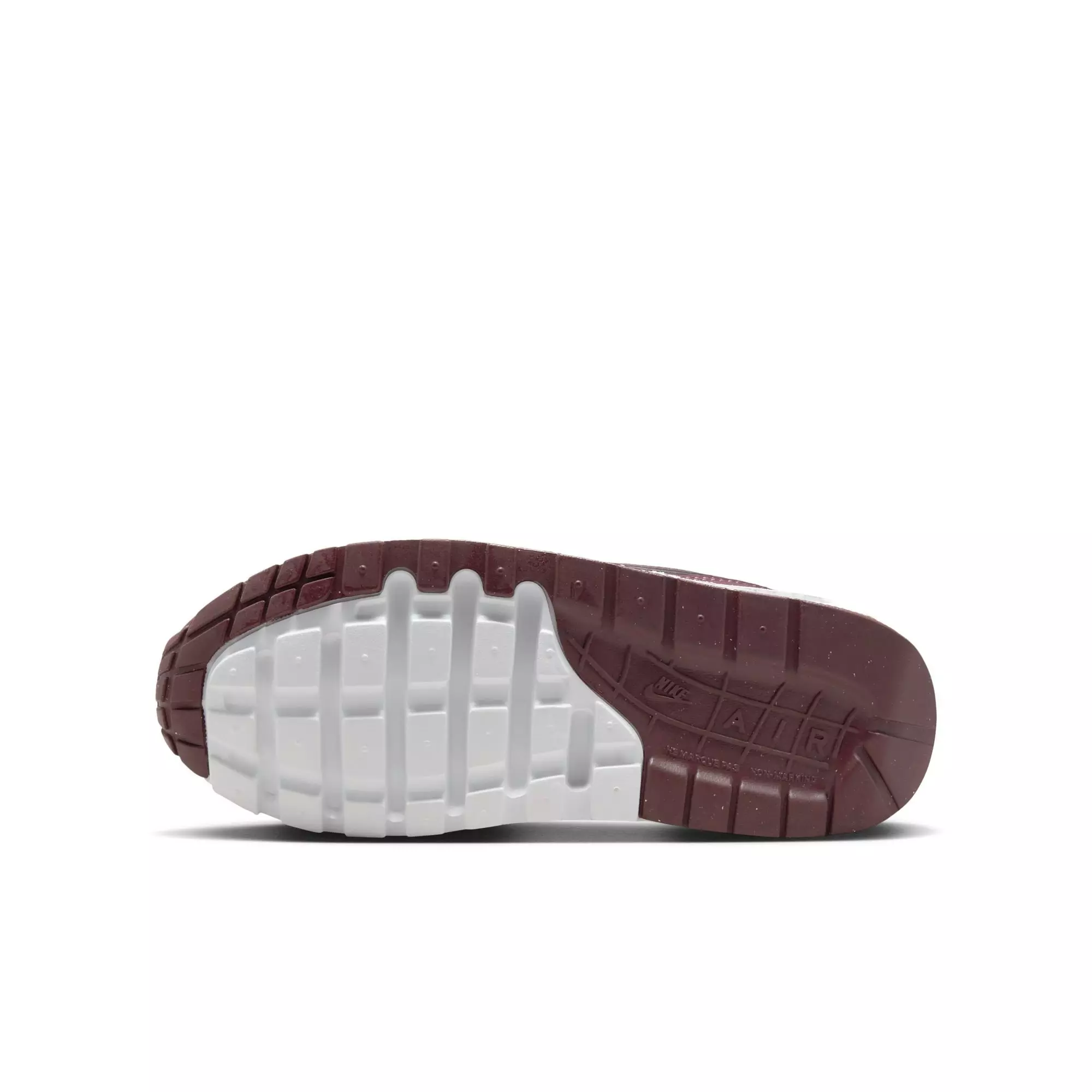 Nike Air Max 1 "White/Burgundy Crush/Lt Violet Ore" Preschool Girls' Shoe - WHITE/PURPLE