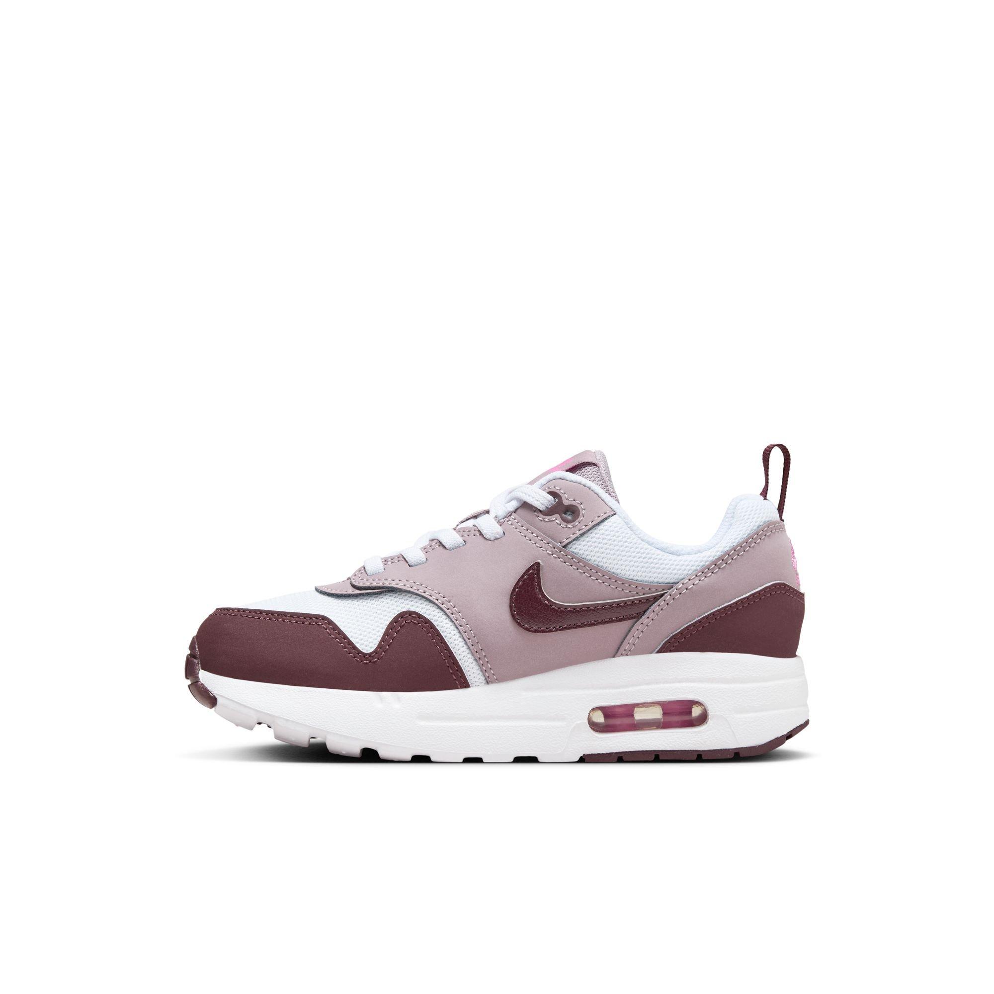 Nike Air Max 1 EasyOn Preschool Girls' "White/Burgundy Crush/Lt Violet Ore" Shoe
