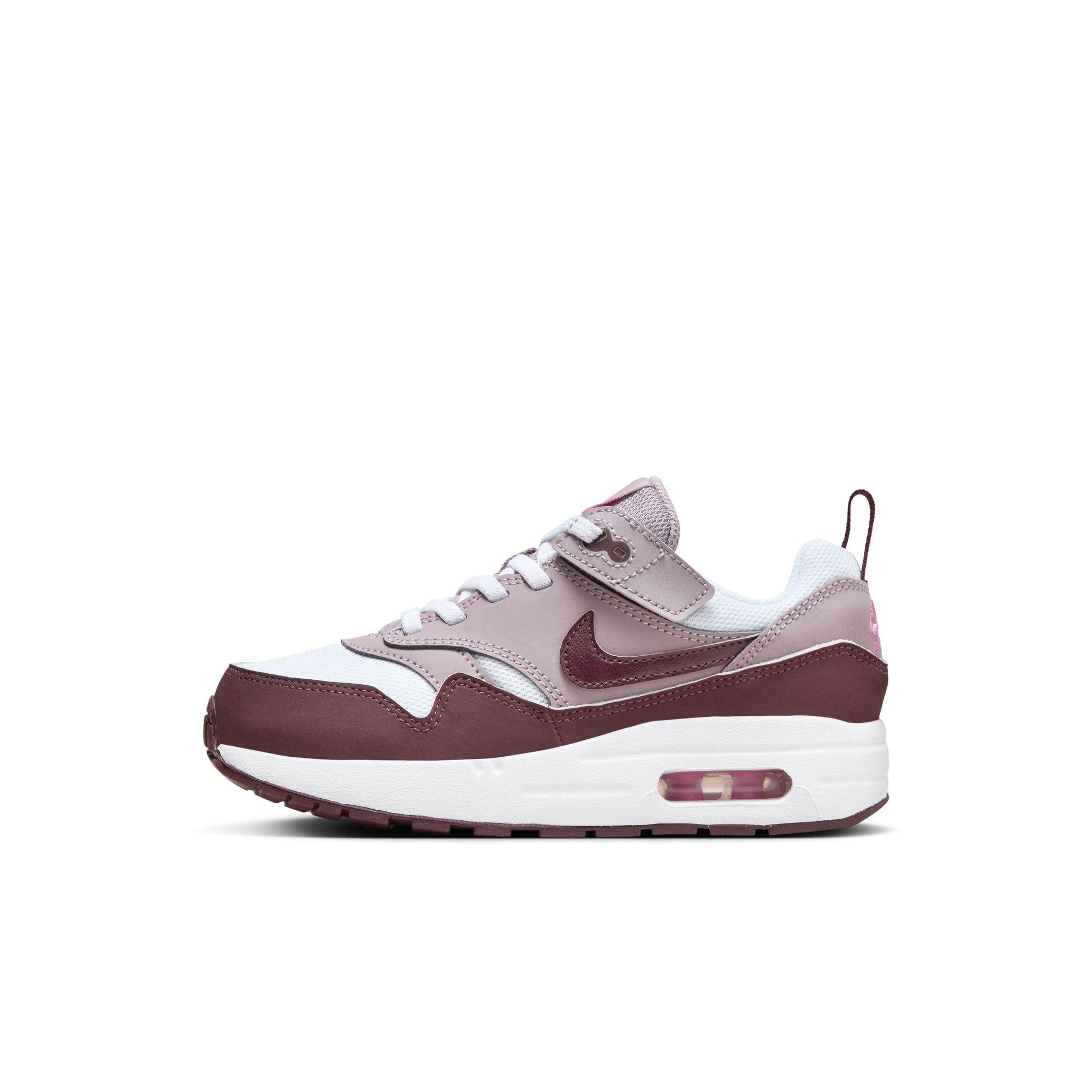 Nike Air Max 1 EasyOn Preschool Girls' "White/Burgundy Crush/Lt Violet Ore" Shoe