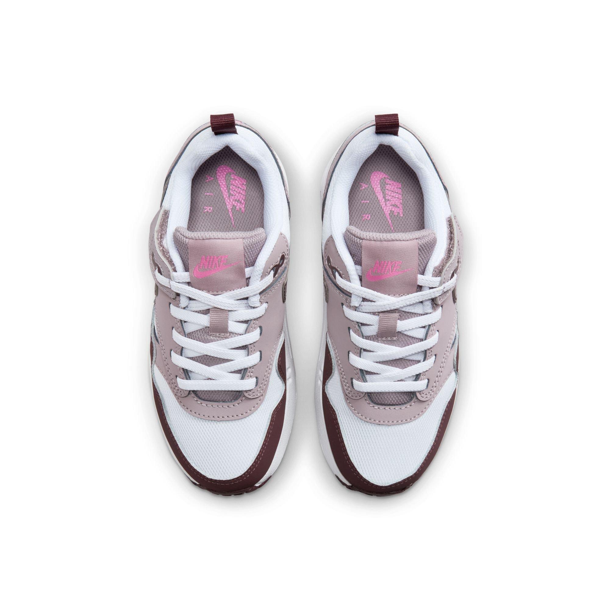 Nike Air Max 1 EasyOn Preschool Girls' "White/Burgundy Crush/Lt Violet Ore" Shoe