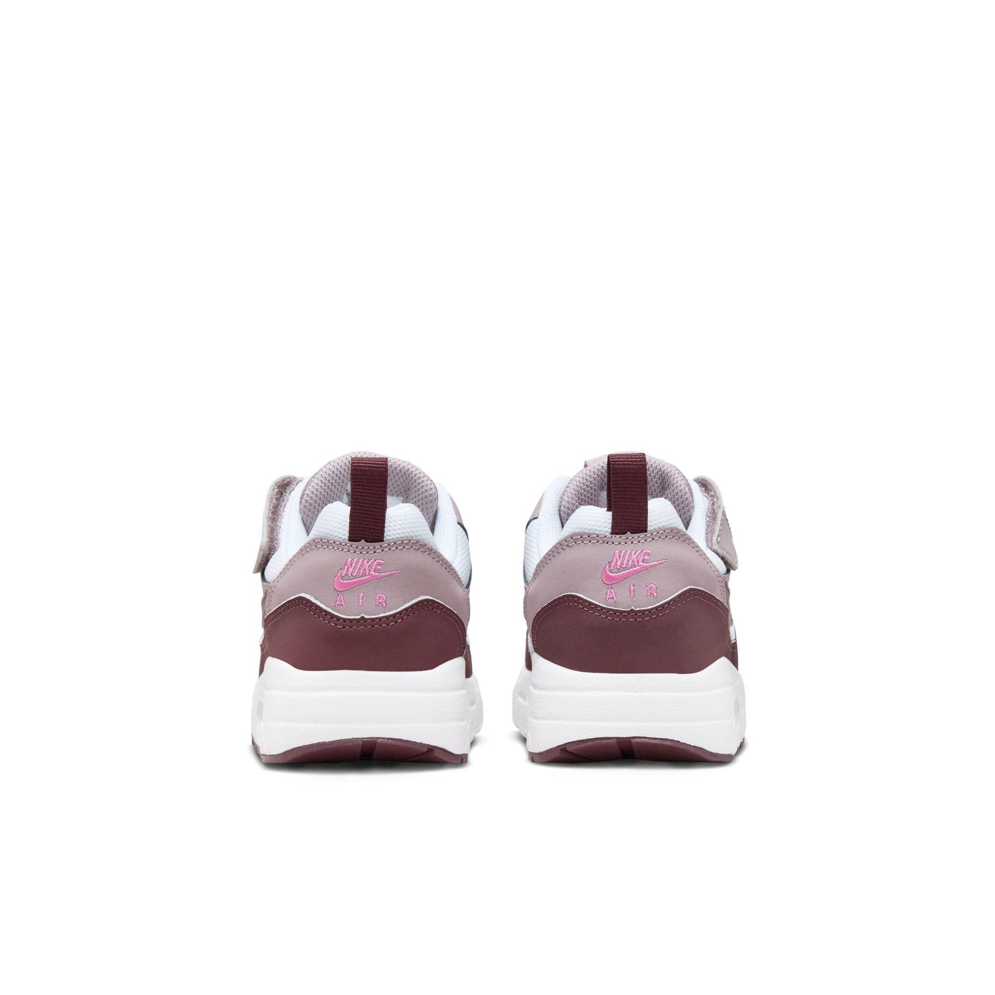 Nike Air Max 1 EasyOn Preschool Girls' "White/Burgundy Crush/Lt Violet Ore" Shoe