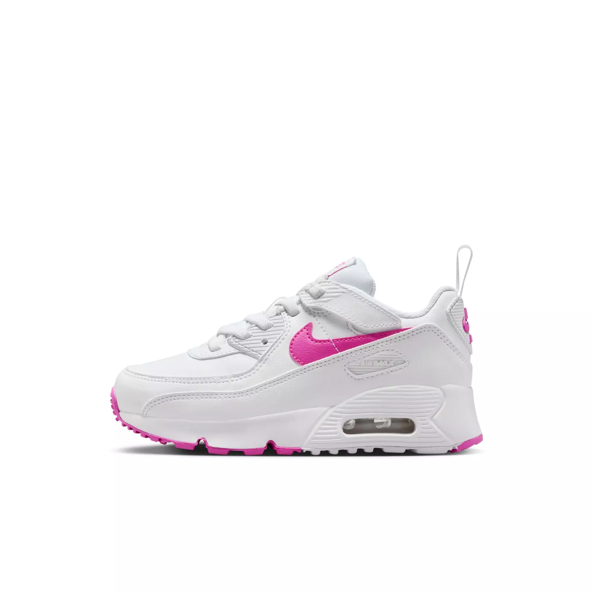 Nike Air Max 90 EasyOn "White/Laser Fuchsia" Preschool Girls Shoe - WHITE/PINK