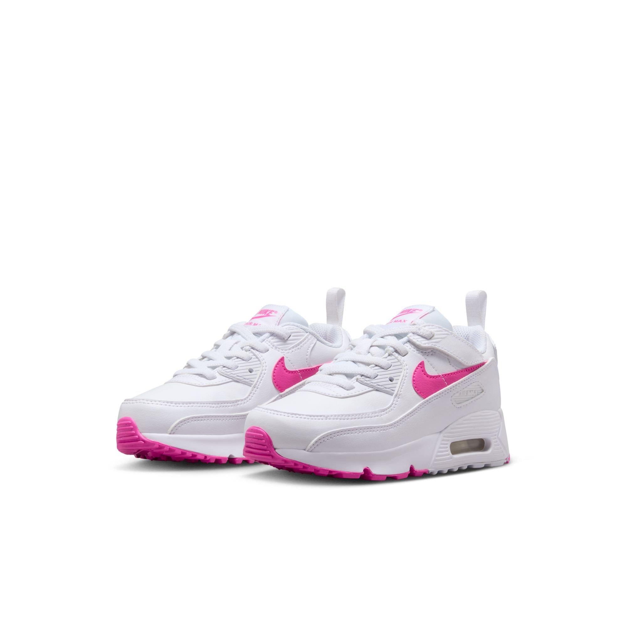Nike Air Max 90 EasyOn Preschool Girls "White/Laser Fuchsia" Shoe