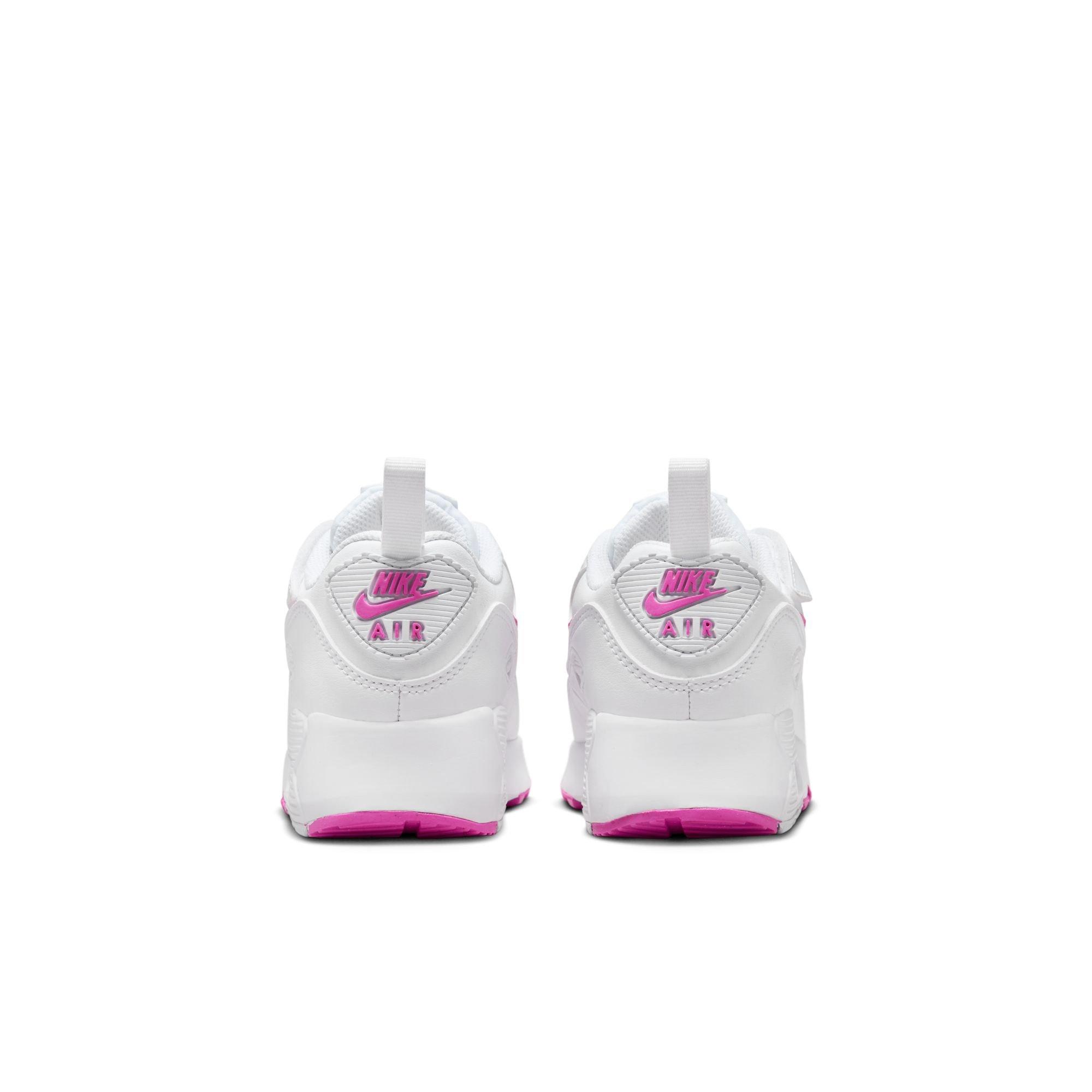 Nike Air Max 90 EasyOn Preschool Girls "White/Laser Fuchsia" Shoe