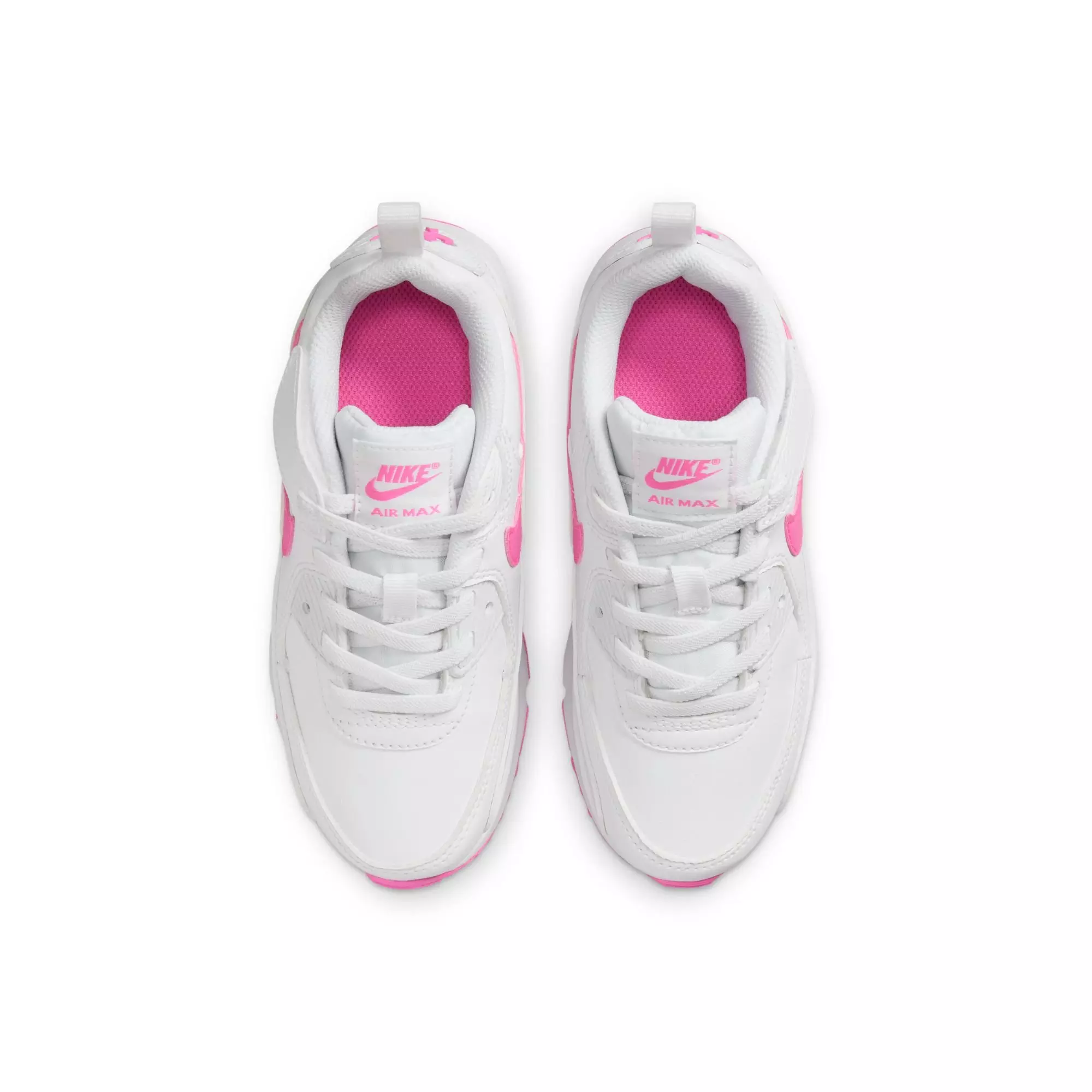 Nike Air Max 90 EasyOn "White/Laser Fuchsia" Preschool Girls Shoe - WHITE/PINK
