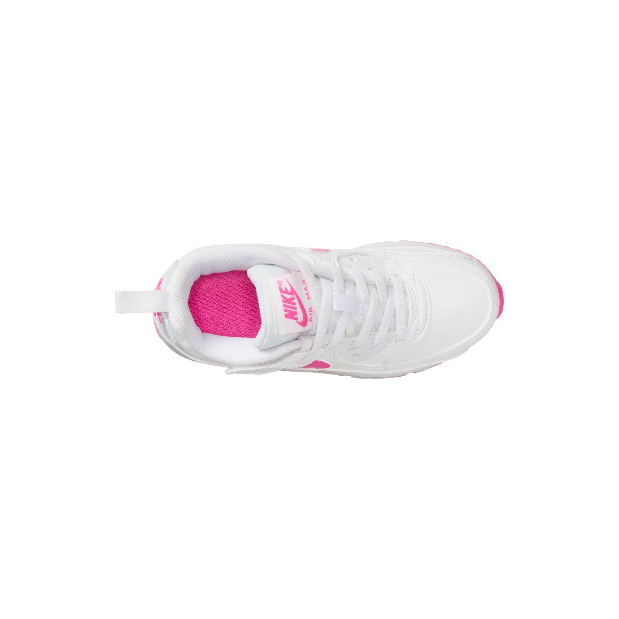 Nike Air Max 90 EasyOn Preschool Girls "White/Laser Fuchsia" Shoe