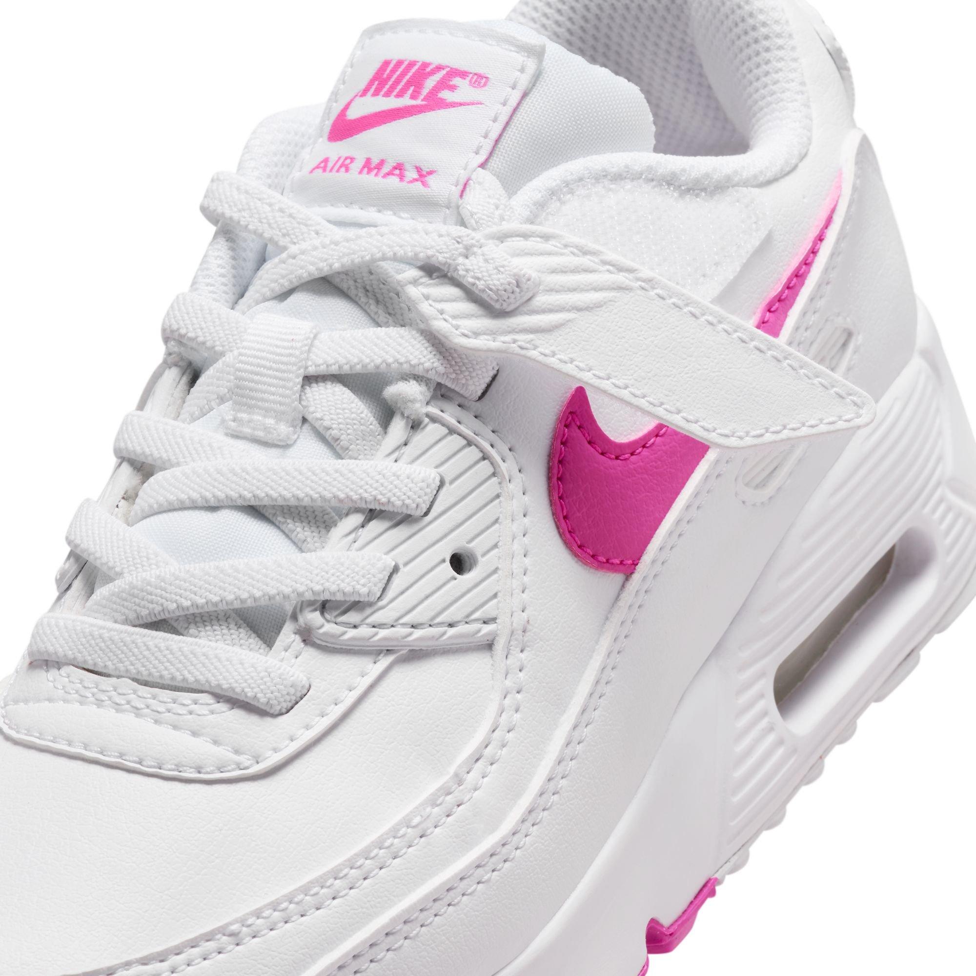 Nike Air Max 90 EasyOn Preschool Girls "White/Laser Fuchsia" Shoe