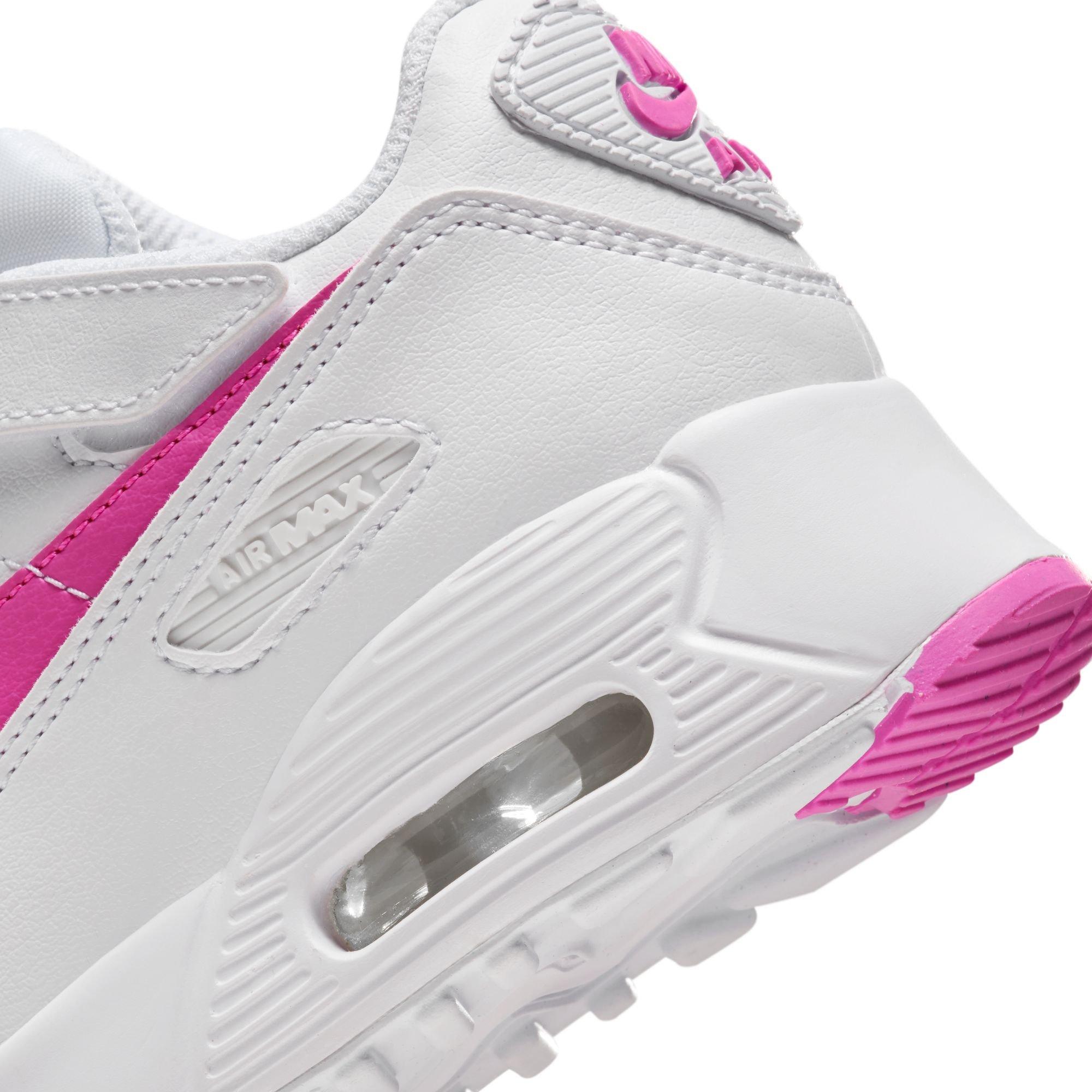 Nike Air Max 90 EasyOn Preschool Girls "White/Laser Fuchsia" Shoe