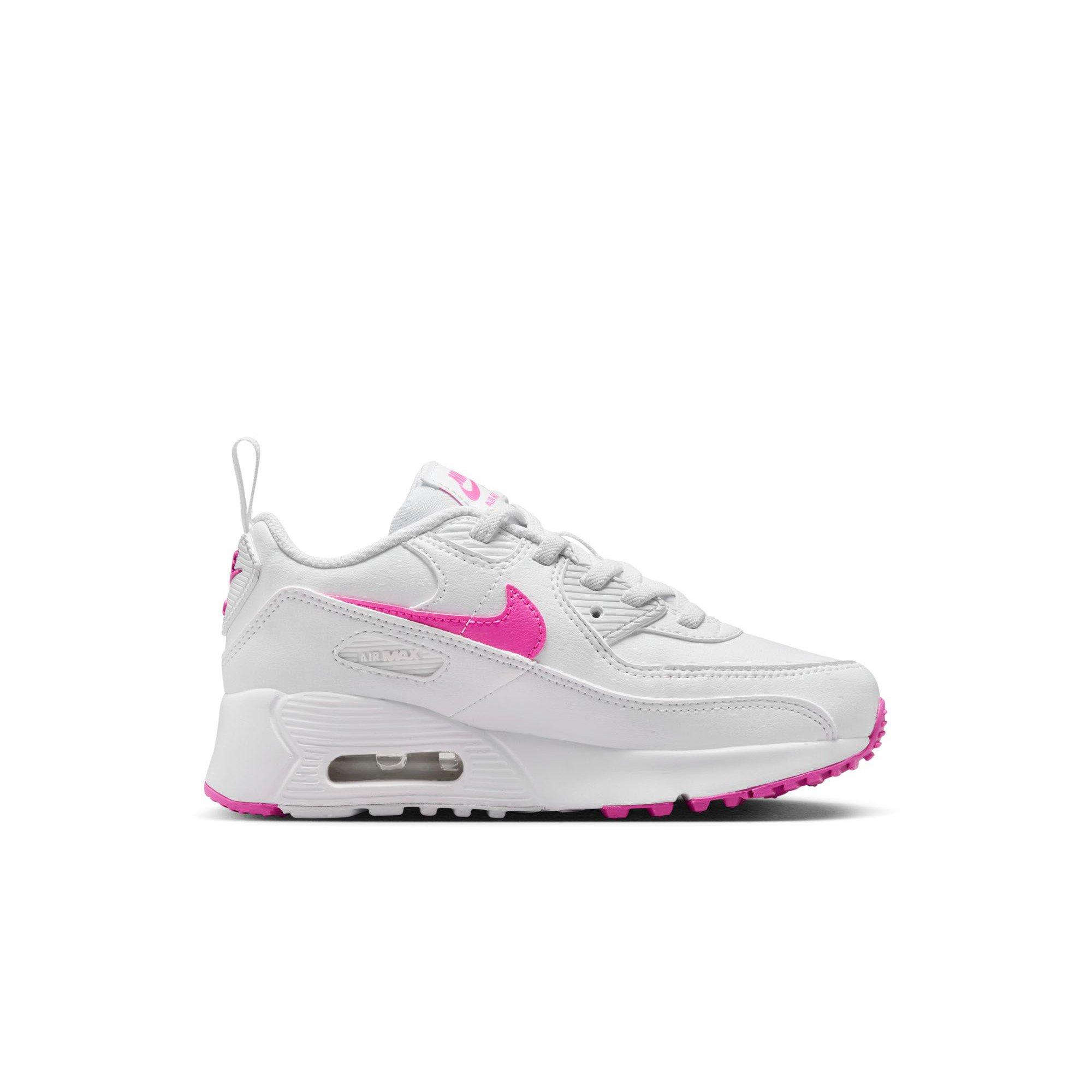 Nike Air Max 90 EasyOn Preschool Girls "White/Laser Fuchsia" Shoe
