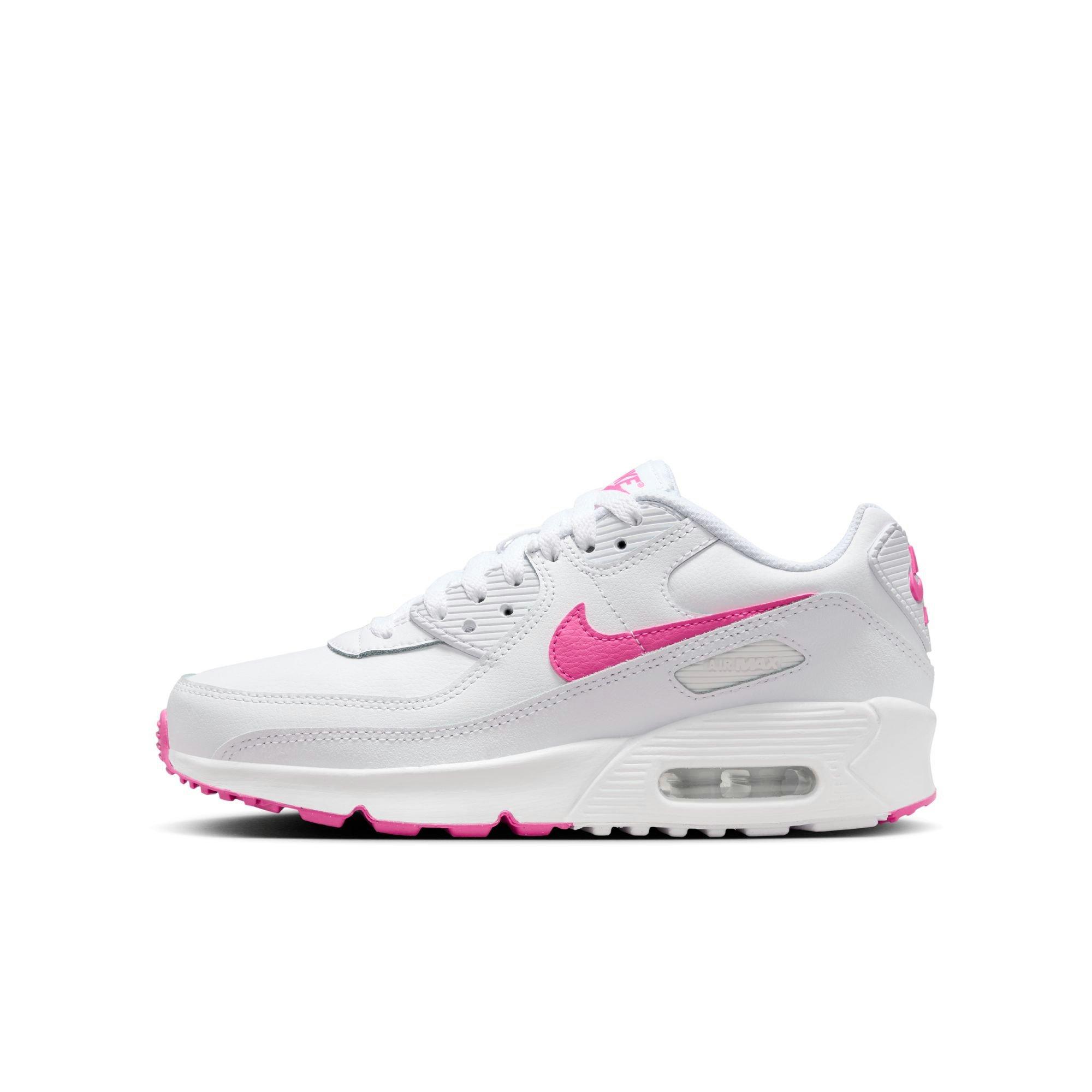 Nike Air Max 90 Preschool Girls' "White/Laser Fuchsia" Shoe​