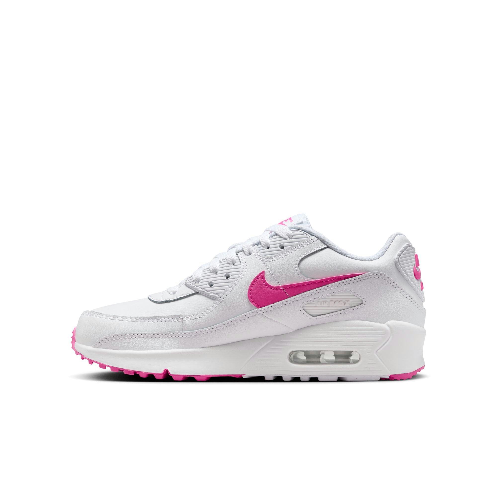 Nike Air Max 90 Preschool Girls' "White/Laser Fuchsia" Shoe​