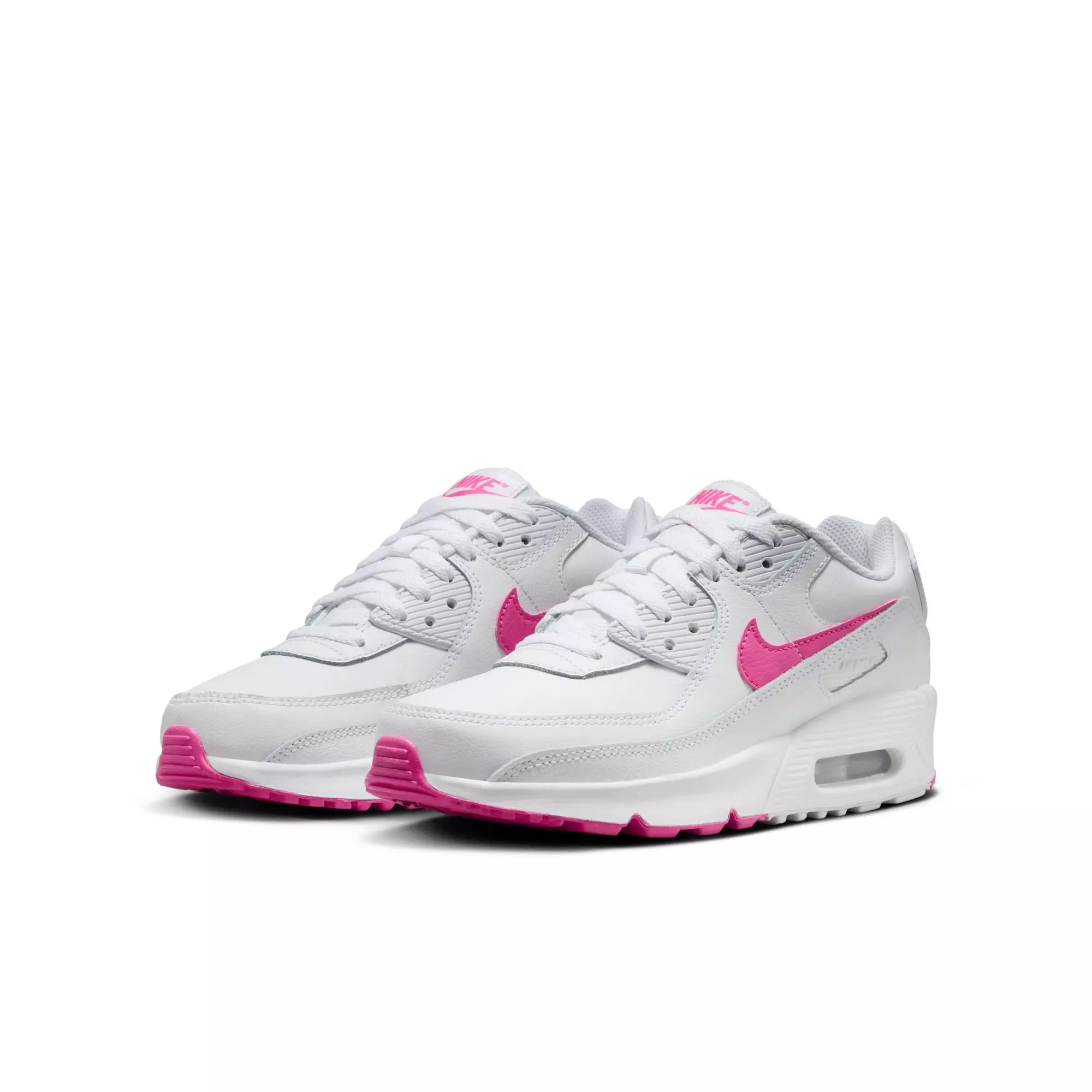 Nike Air Max 90 "White/Laser Fuchsia" Preschool Girls' Shoe - WHITE/PINK