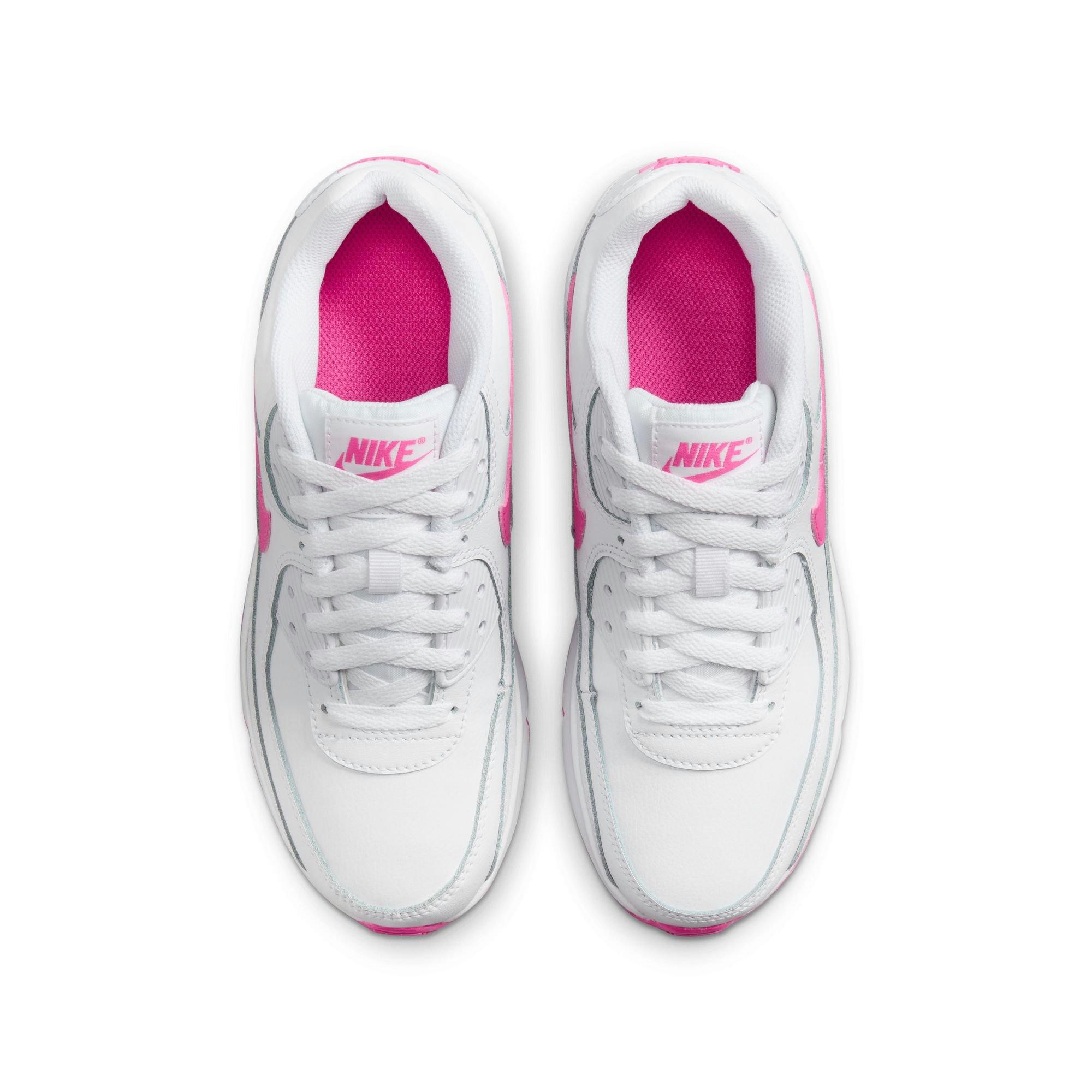 Nike Air Max 90 Preschool Girls' "White/Laser Fuchsia" Shoe​