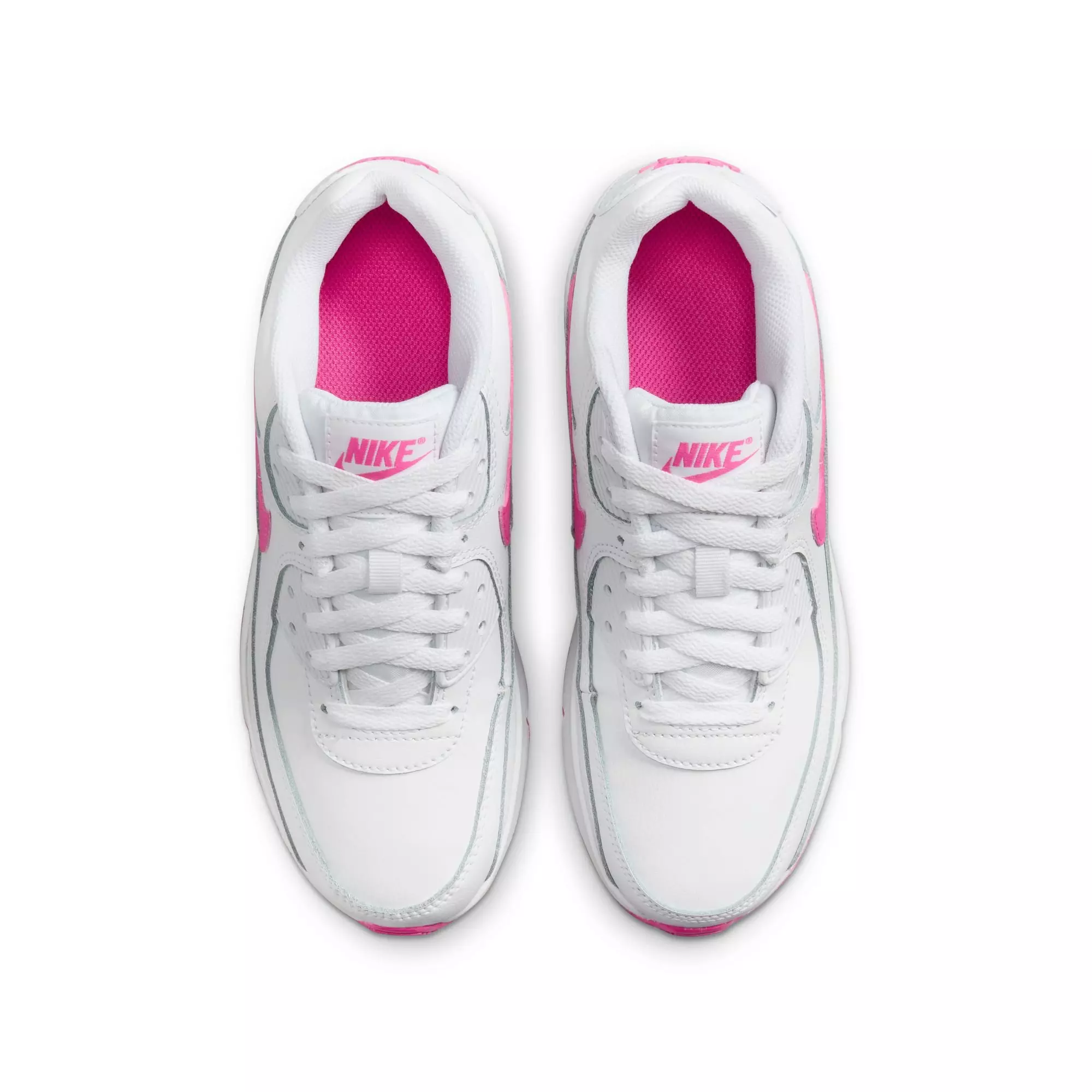 Nike Air Max 90 "White/Laser Fuchsia" Preschool Girls' Shoe - WHITE/PINK