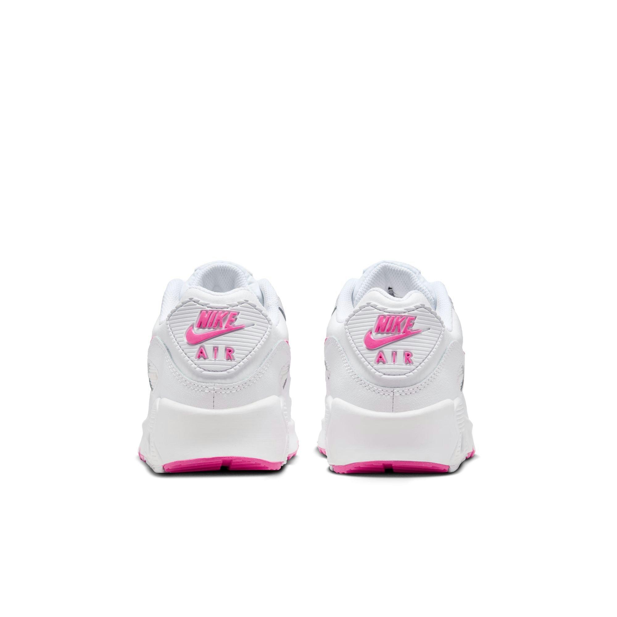 Nike Air Max 90 Preschool Girls' "White/Laser Fuchsia" Shoe​