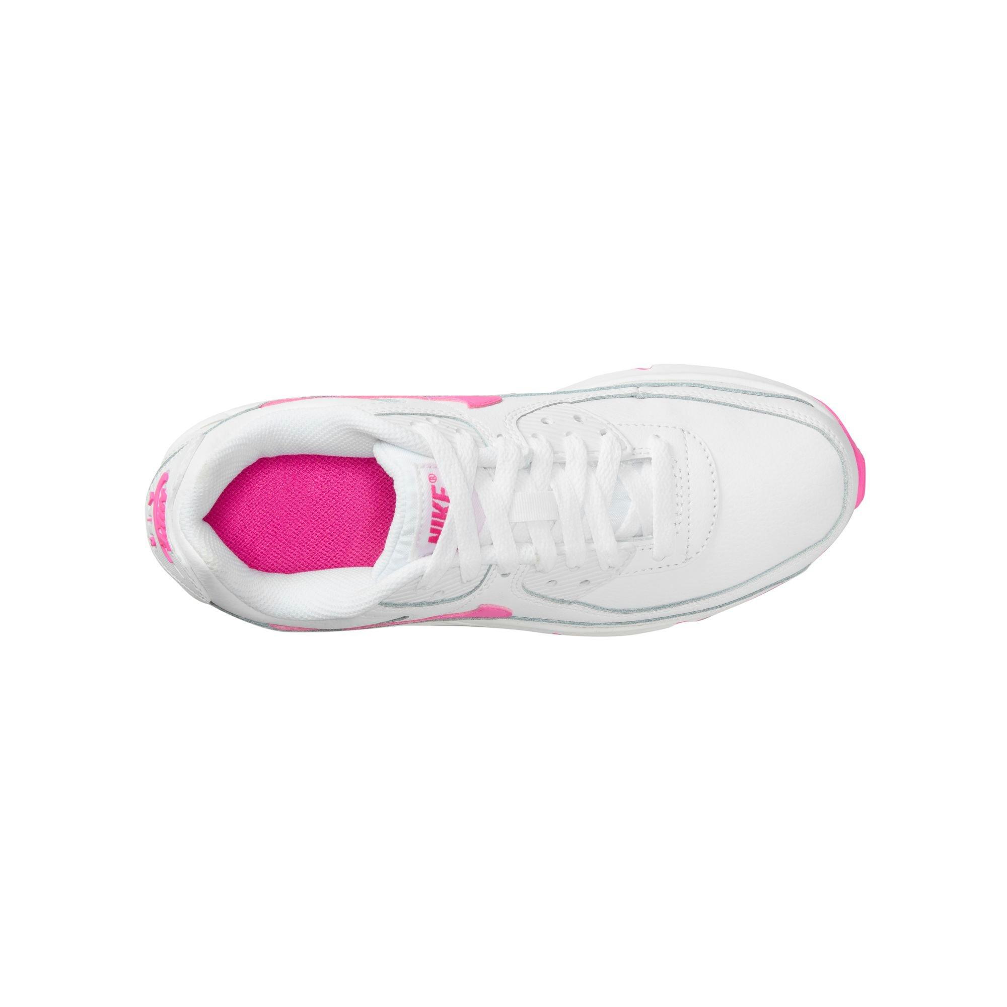 Nike Air Max 90 Preschool Girls' "White/Laser Fuchsia" Shoe​