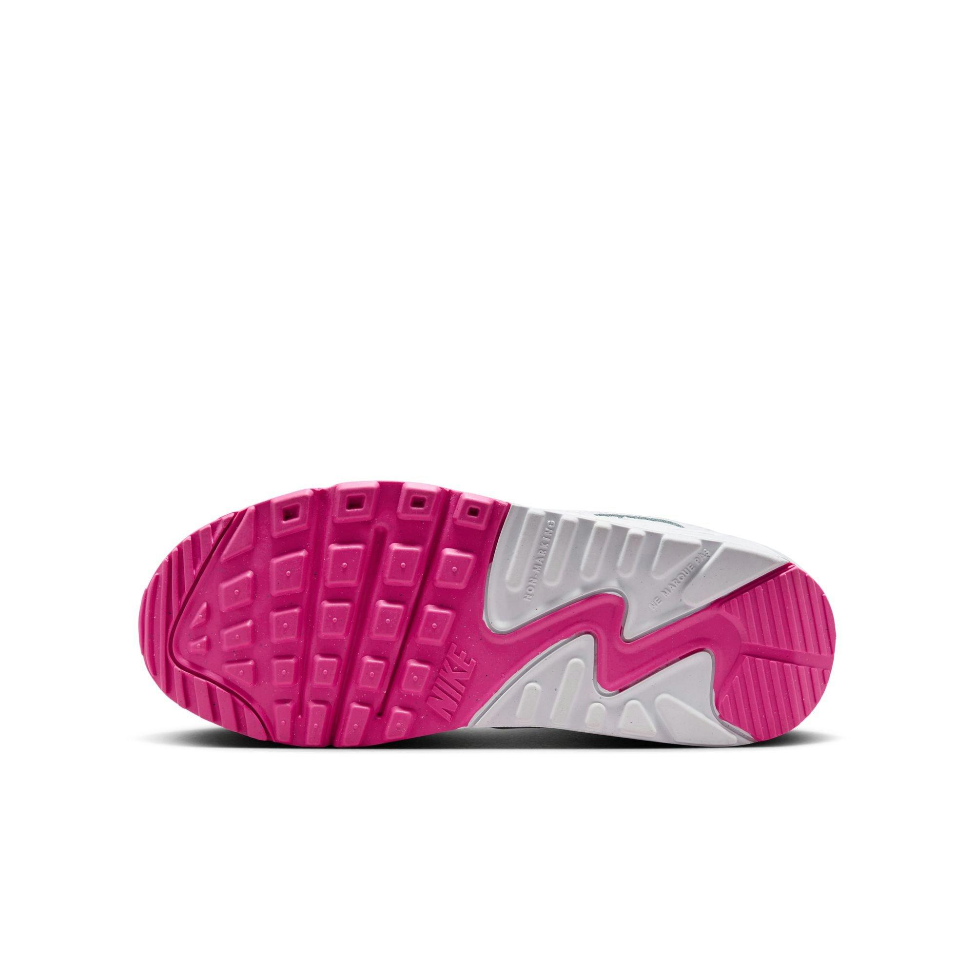 Nike Air Max 90 Preschool Girls' "White/Laser Fuchsia" Shoe​