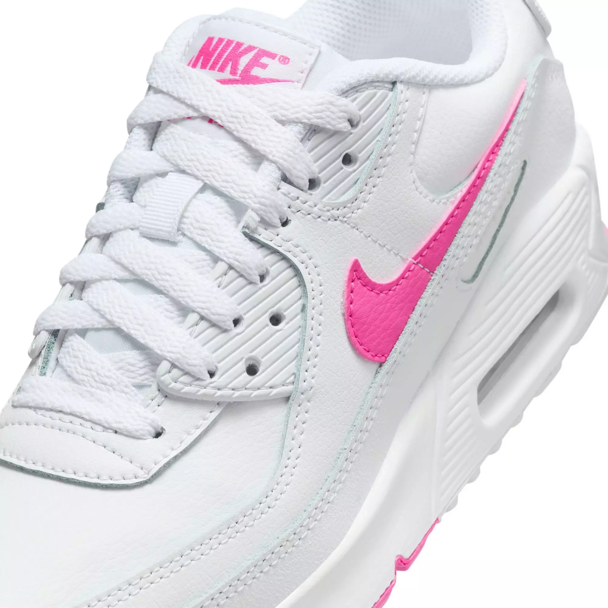 Nike Air Max 90 "White/Laser Fuchsia" Preschool Girls' Shoe - WHITE/PINK