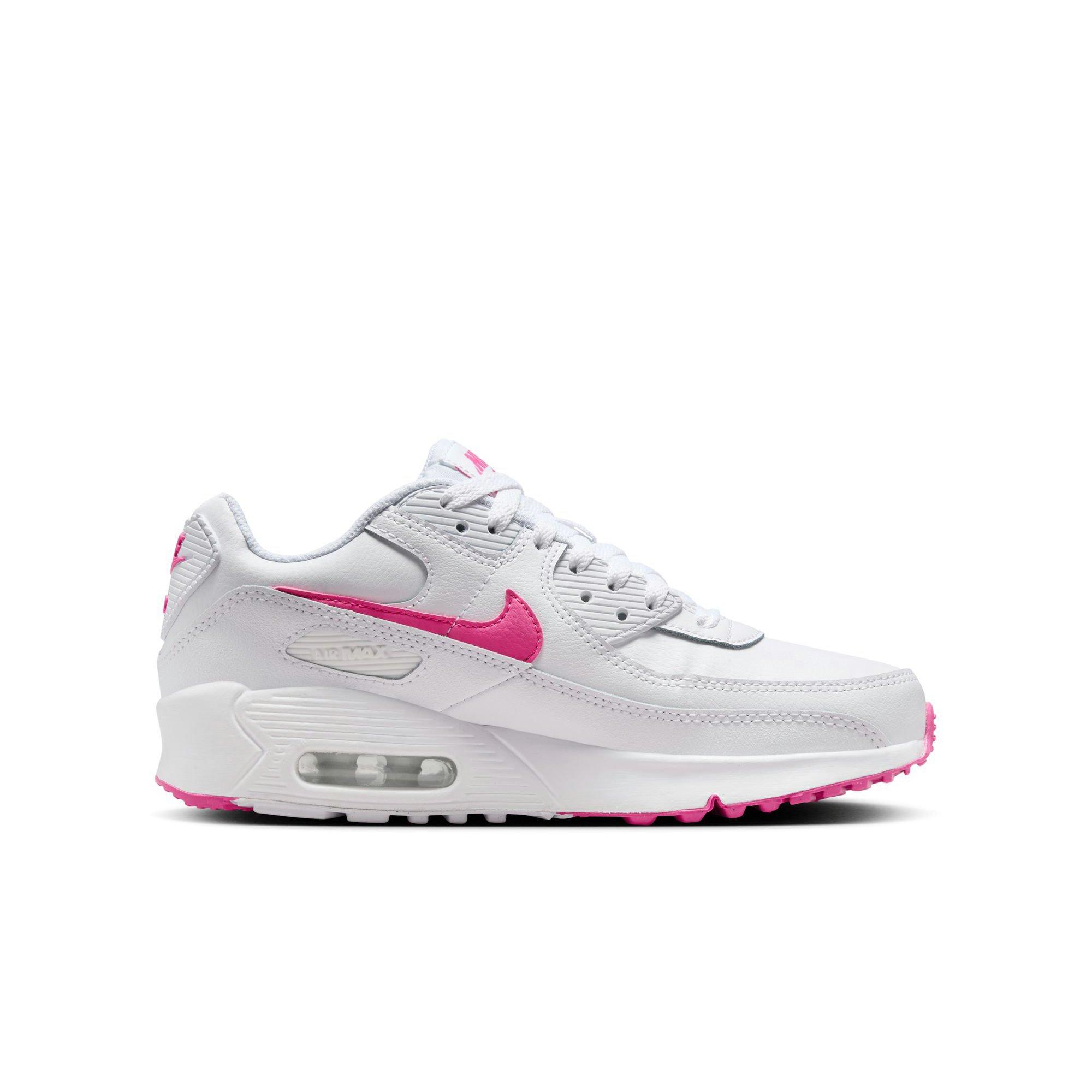 Nike Air Max 90 Preschool Girls' "White/Laser Fuchsia" Shoe​