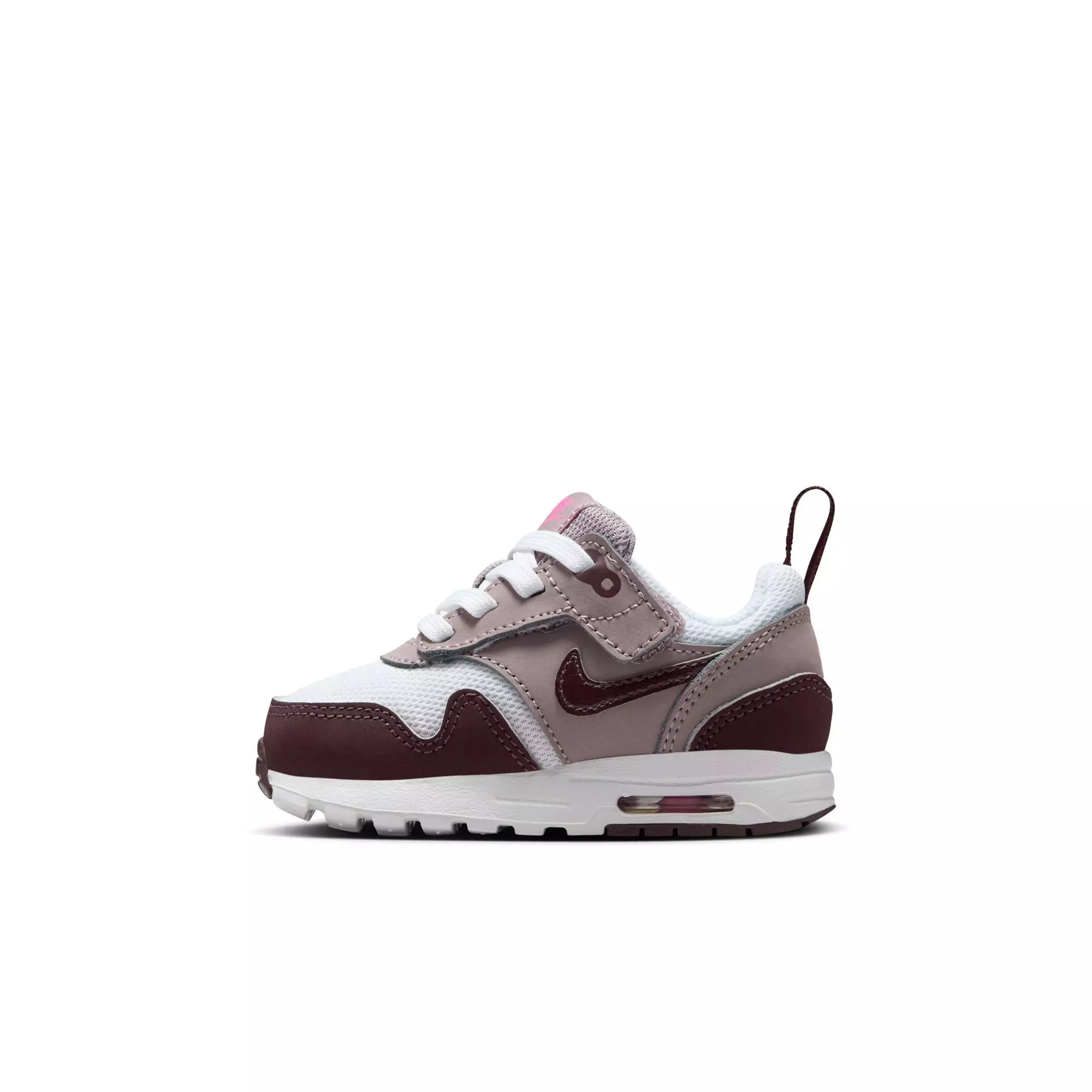 Nike Air Max 1 EasyOn "White/Burgundy Crush/Lt Violet Ore" Toddler Girls' Shoe - WHITE/PURPLE
