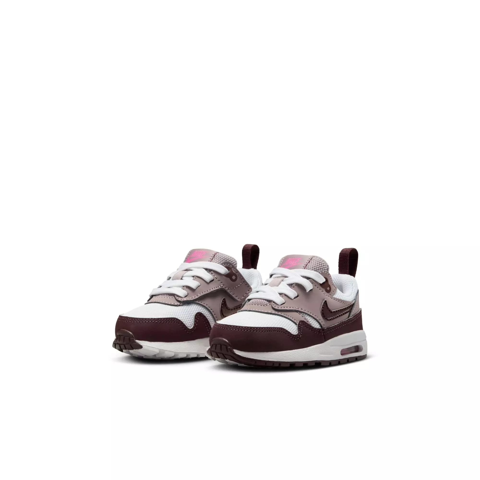 Nike Air Max 1 EasyOn "White/Burgundy Crush/Lt Violet Ore" Toddler Girls' Shoe - WHITE/PURPLE