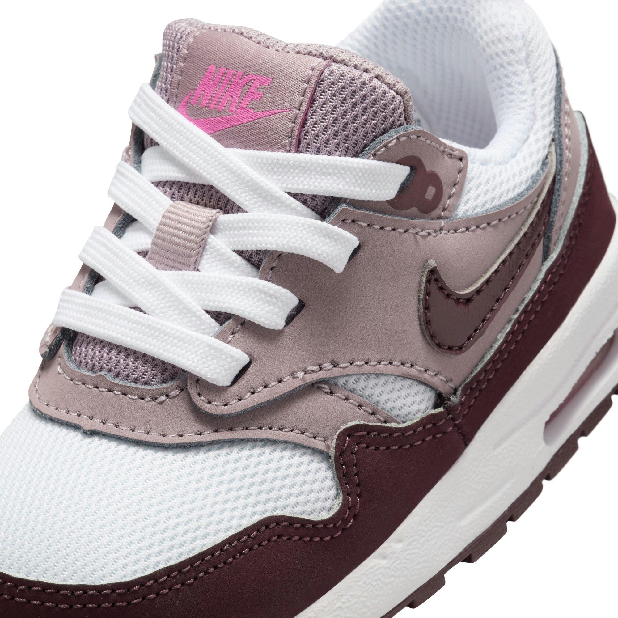 Nike Air Max 1 EasyOn "White/Burgundy Crush/Lt Violet Ore" Toddler Girls' Shoe - WHITE/PURPLE Thumbnail View 10