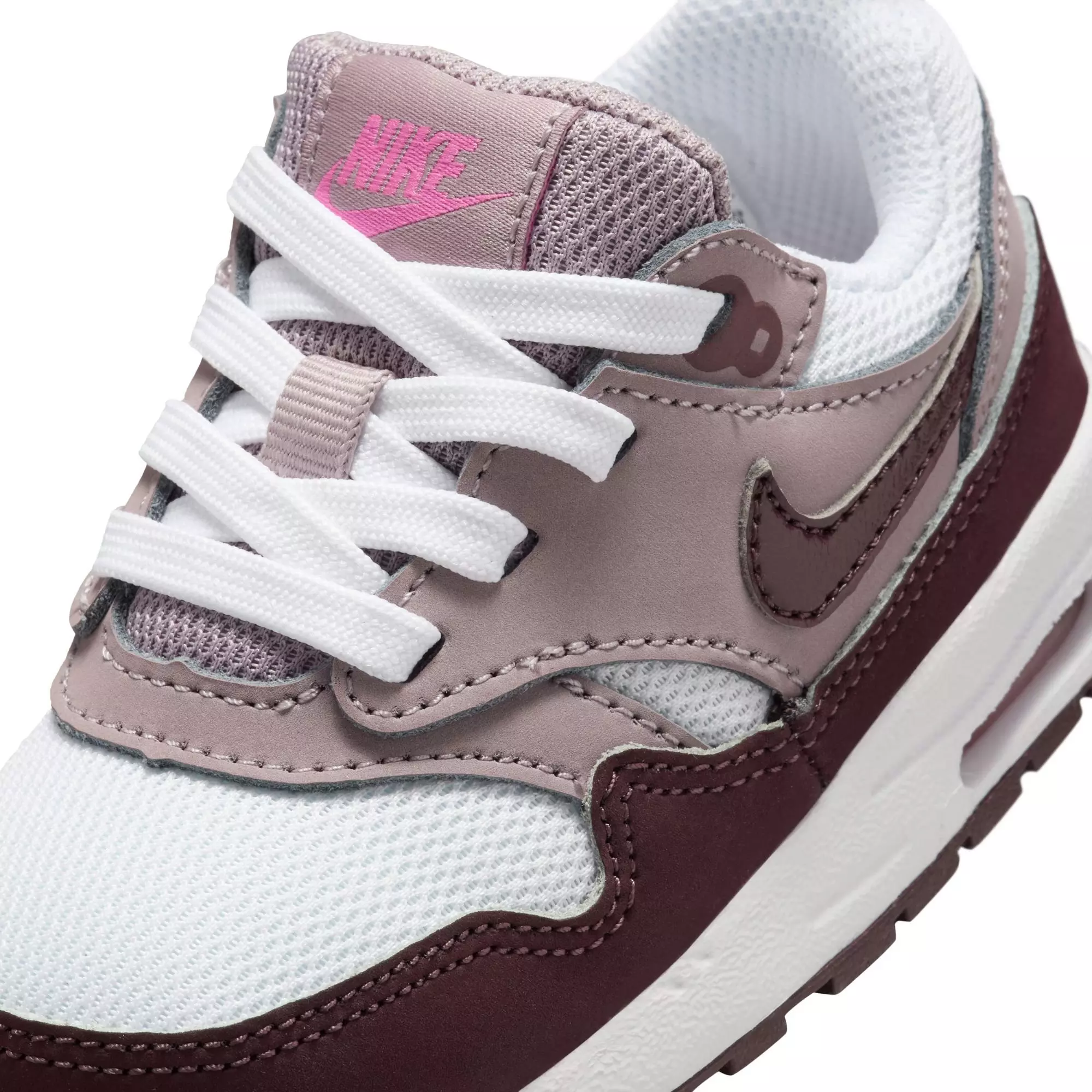 Nike Air Max 1 EasyOn "White/Burgundy Crush/Lt Viotet Ore" Toddler Girls' Shoe - WHITE/PURPLE