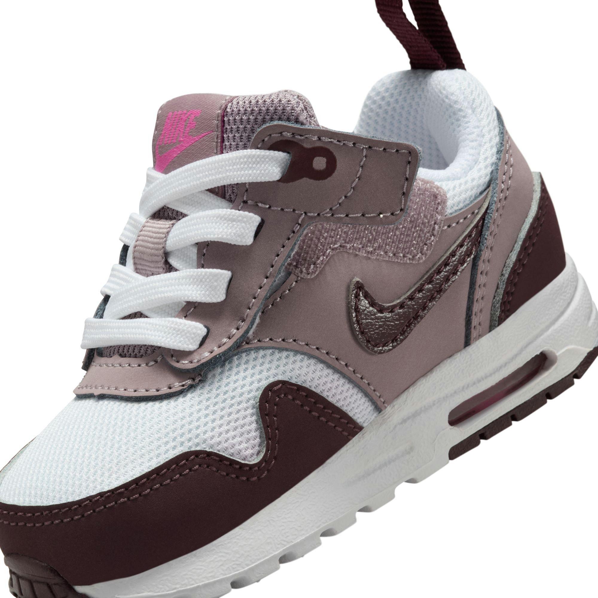 Nike Air Max 1 EasyOn "White/Burgundy Crush/Lt Viotet Ore" Toddler Girls' Shoe