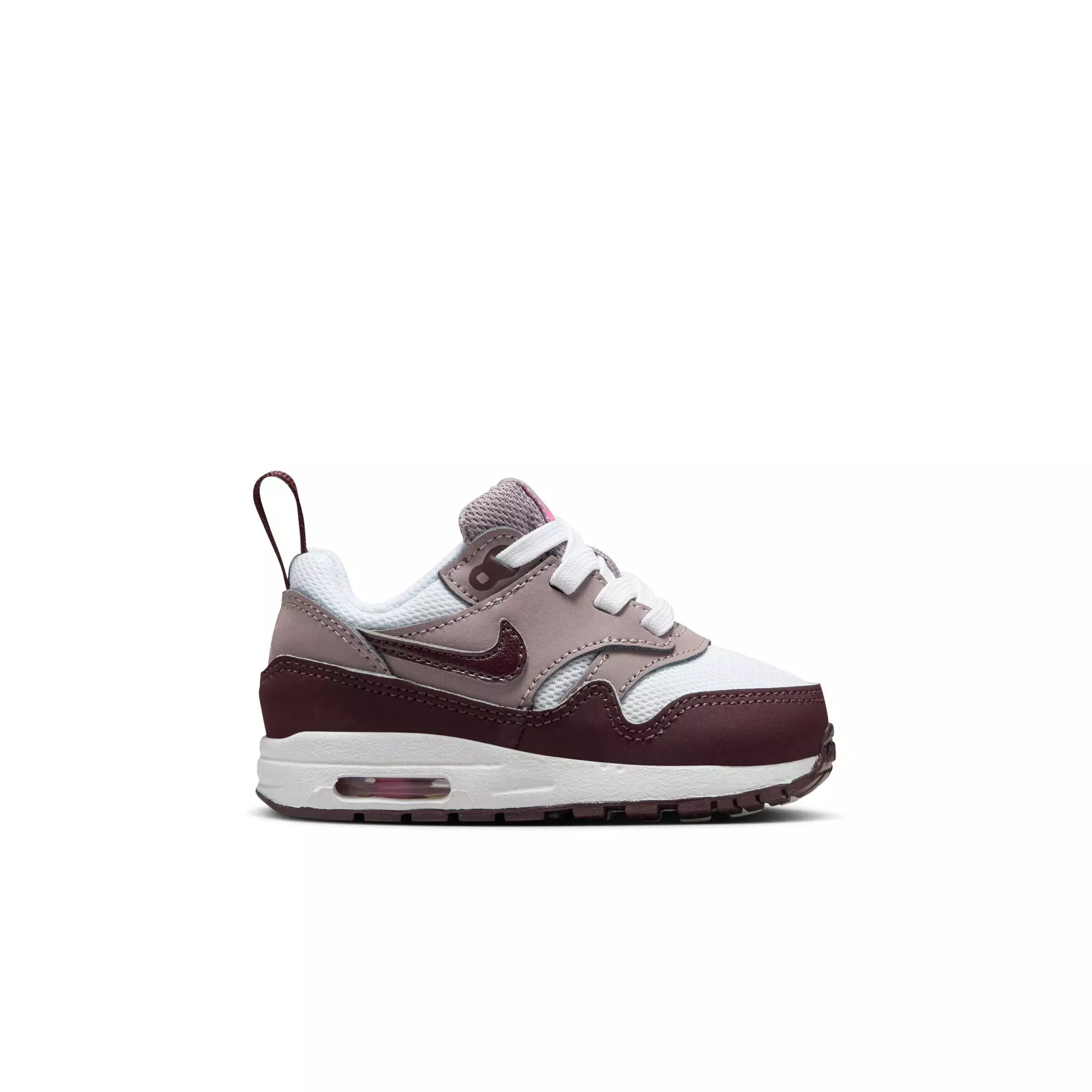 Nike Air Max 1 EasyOn "White/Burgundy Crush/Lt Viotet Ore" Toddler Girls' Shoe - WHITE/PURPLE