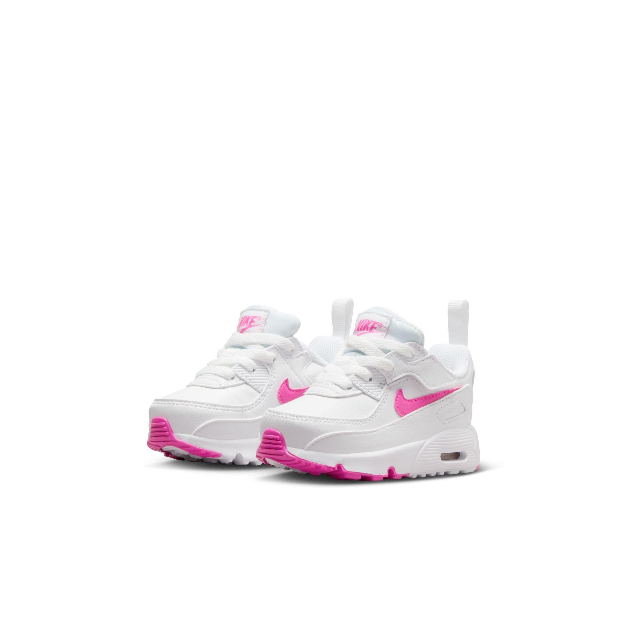 Nike Air Max 90 "White/Laser Fuchsia" Toddler Girls' Shoe - WHITE/PINK Thumbnail View 4